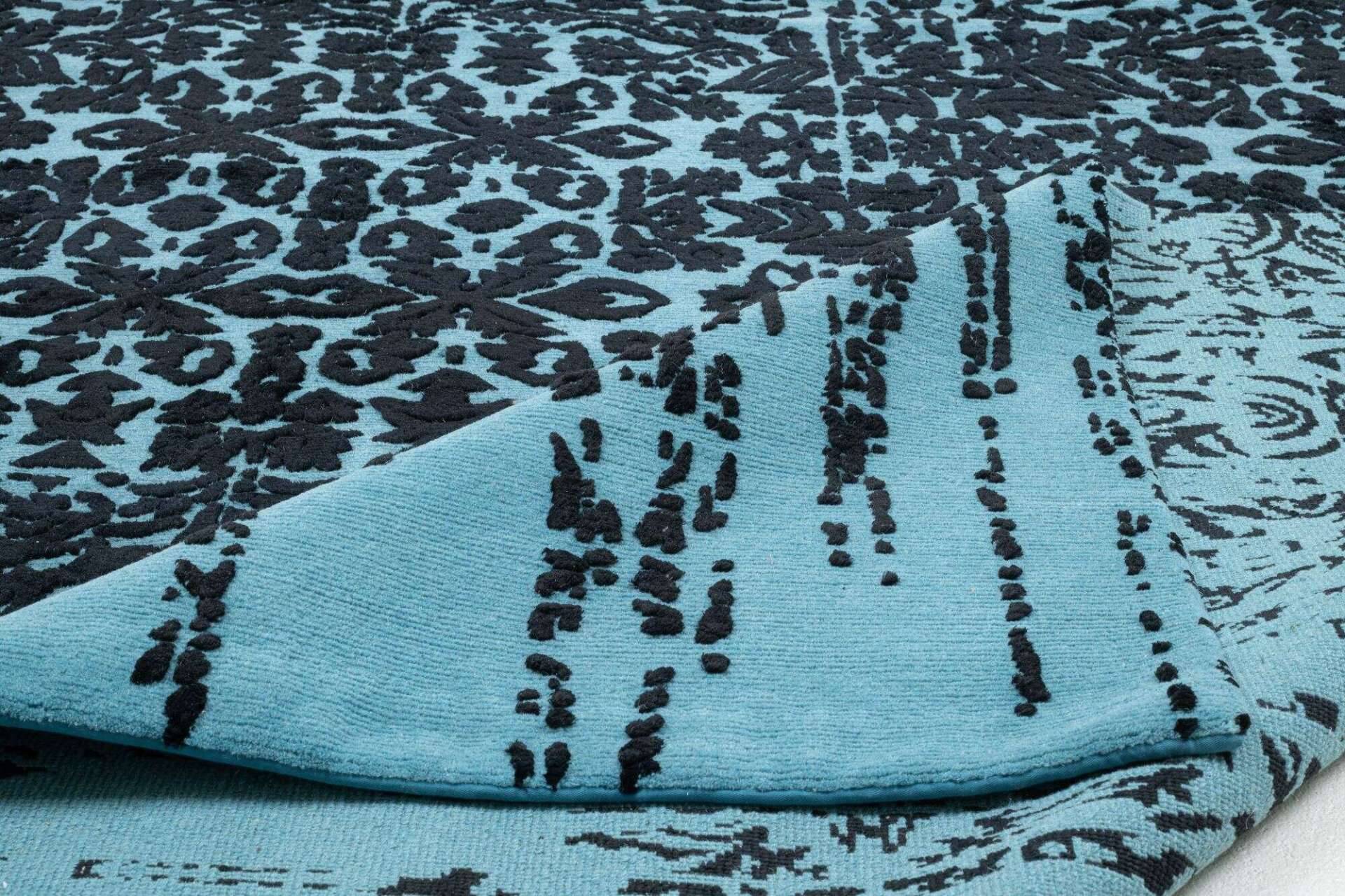 Nepal Teppich Jabu Silk 60 Wolle Seide Design ca.250x300cm blau – Bild 8