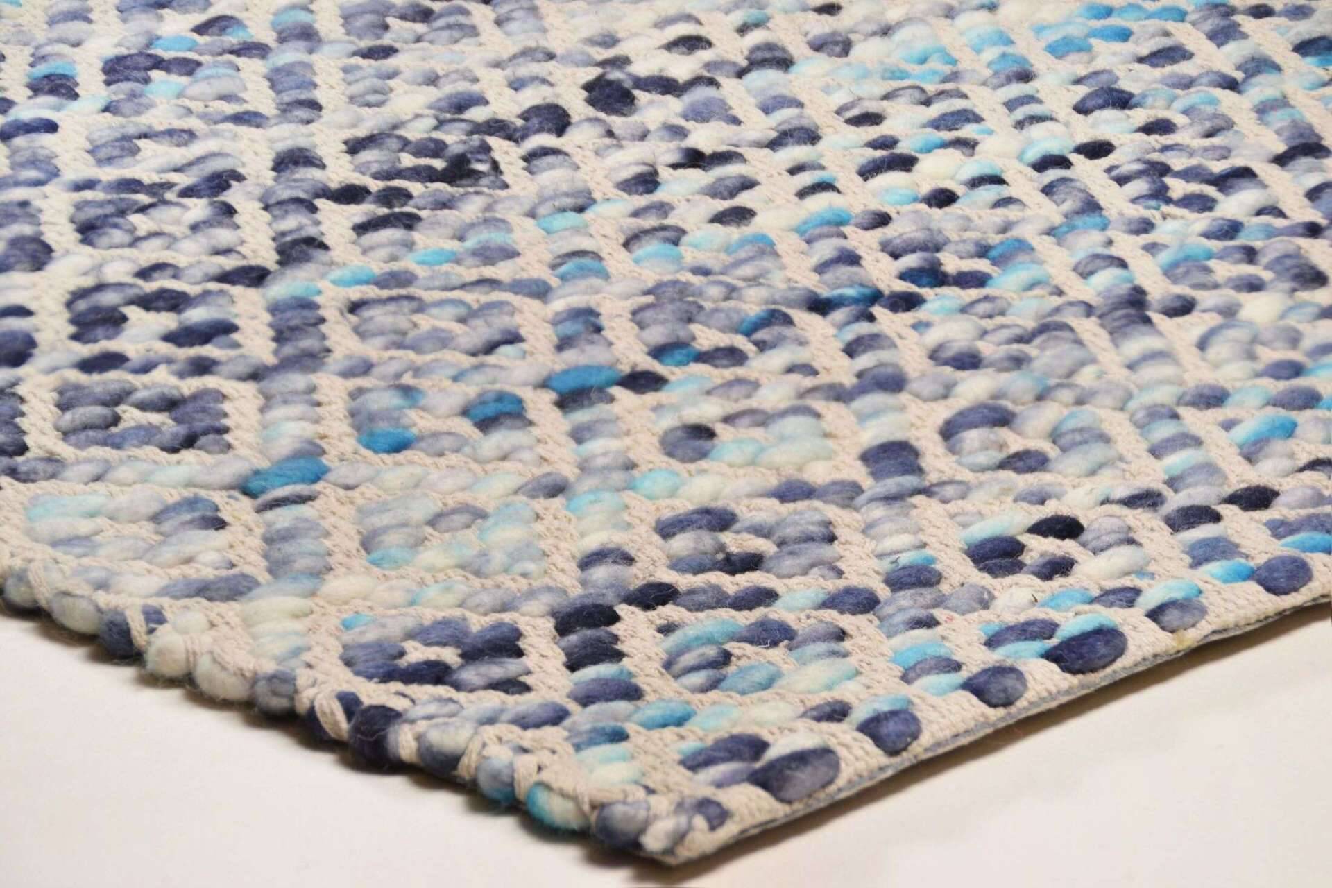 Smooth Comfort Diamond Handwebteppich blau Naturteppich – Bild 5