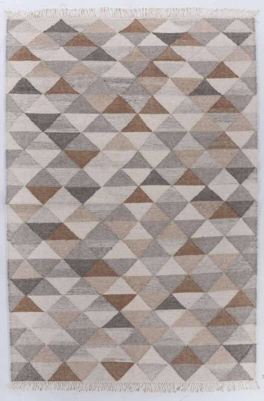 Handgewebter Kelim Teppich Triangle beige Naturteppich