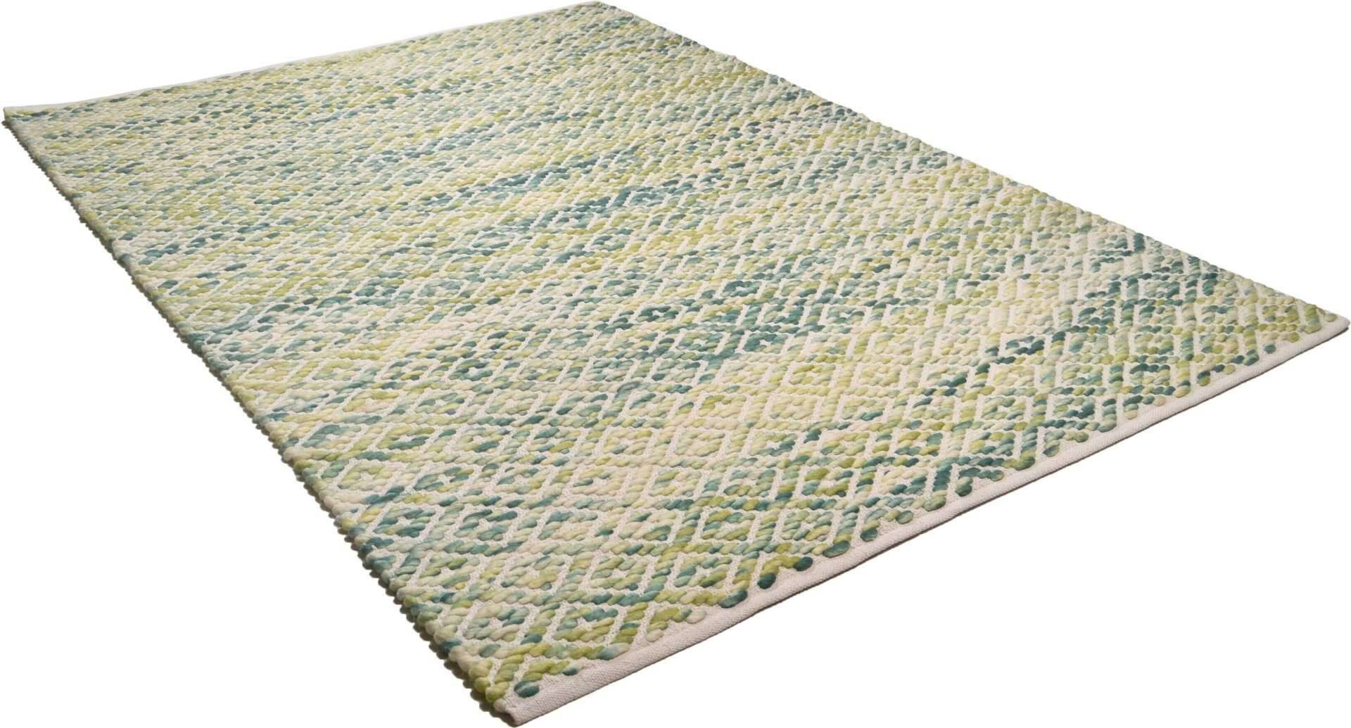 Smooth Comfort Diamond Handwebteppich grün Teppich Wolle – Bild 7