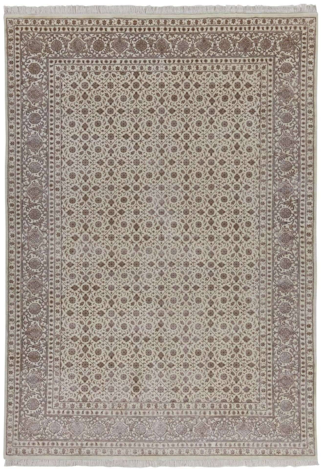 Sultanabad Handgeknüpft Klassisch Wolle Viskose creme beige – Bild 1