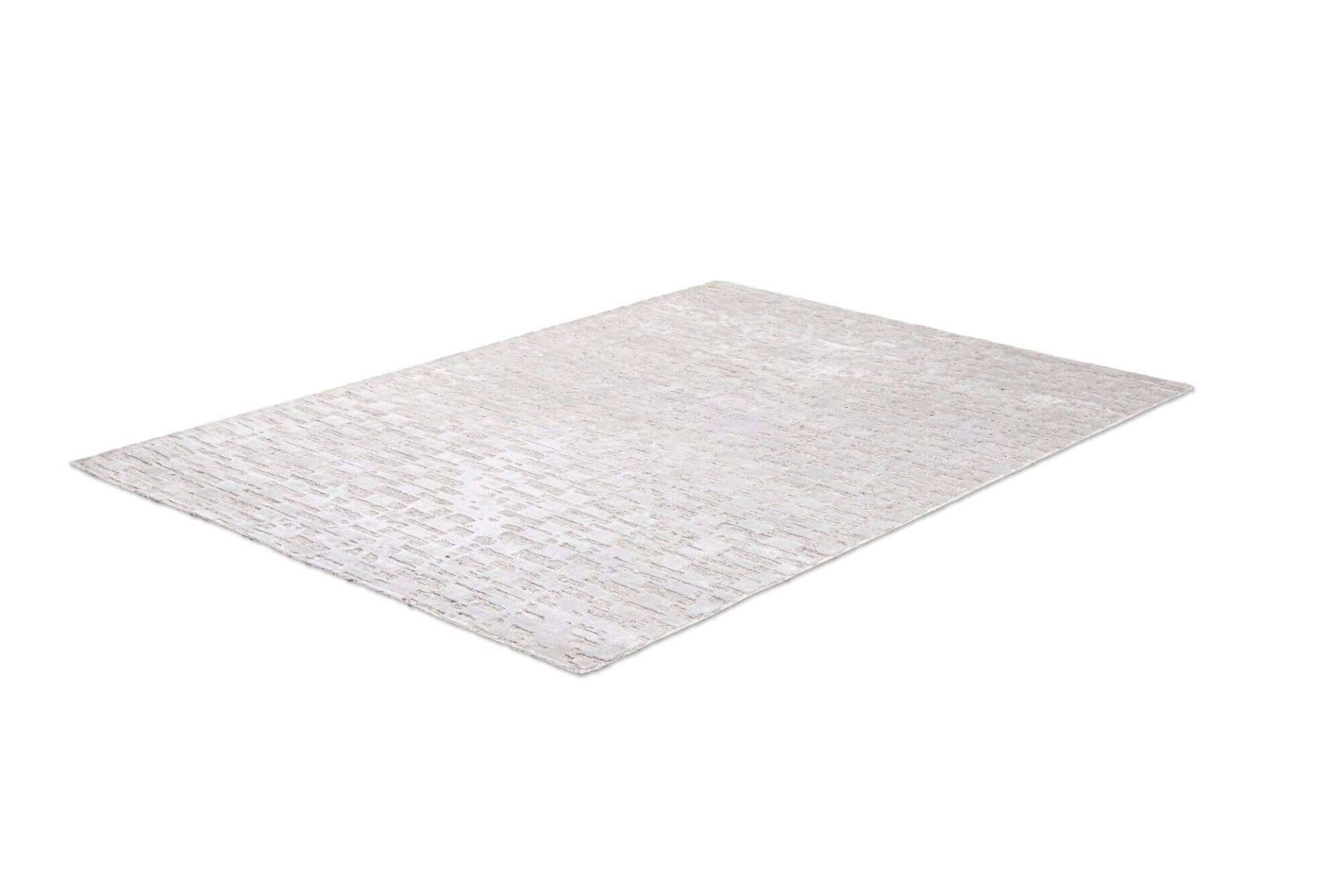 Victoria Moderner Teppich 160x230cm Viskose Wolle beige mit grau – Bild 2