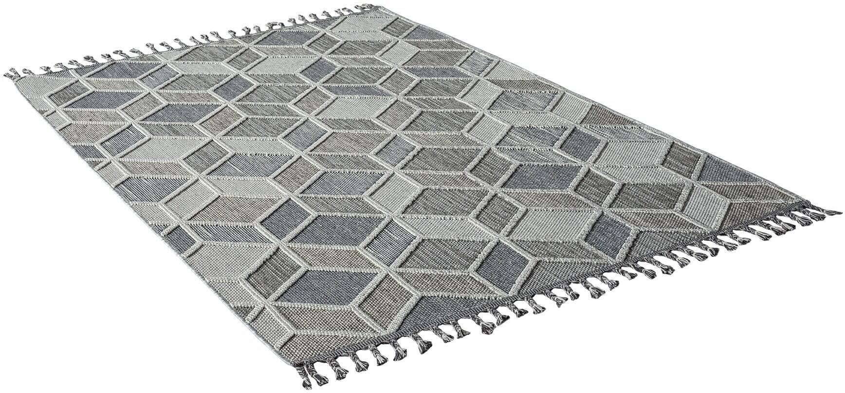 Trevi 6831-224-020 In- und Outdoor Teppich Modern Rauten Grau – Bild 8