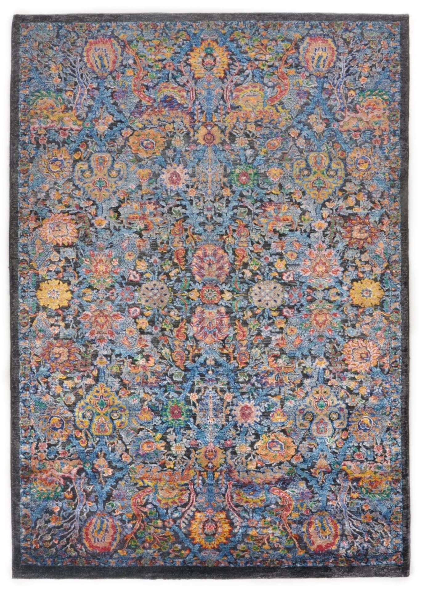 Design Teppich Sadra Handgeknüpft schwarz- bunt 163x237 cm – Bild 1
