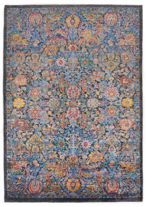 Design Teppich Sadra Handgeknüpft schwarz- bunt 163x237 cm