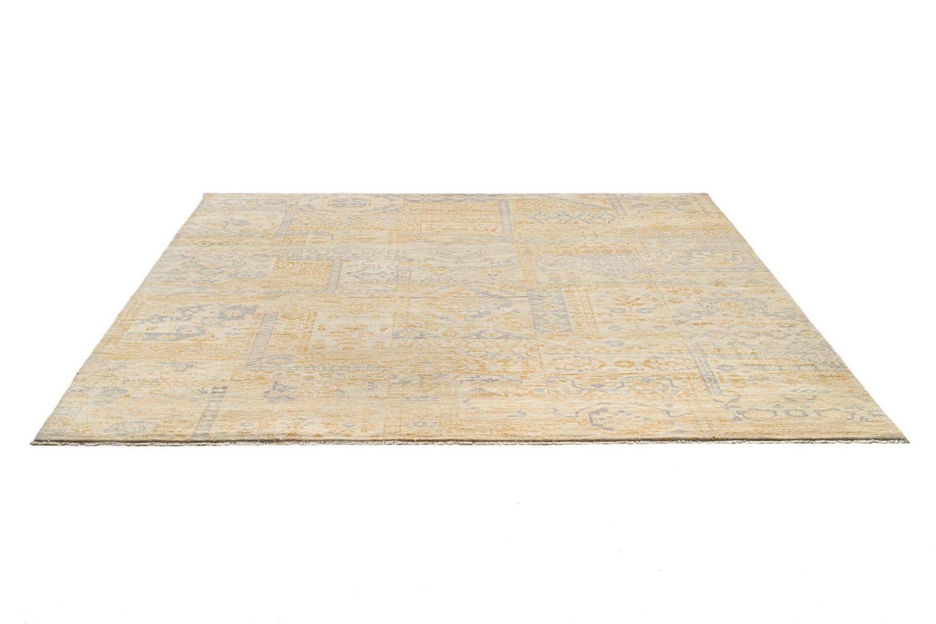 Patchwork Teppich PATCH Handgeknüpft beige-grau 250x300cm    – Bild 7