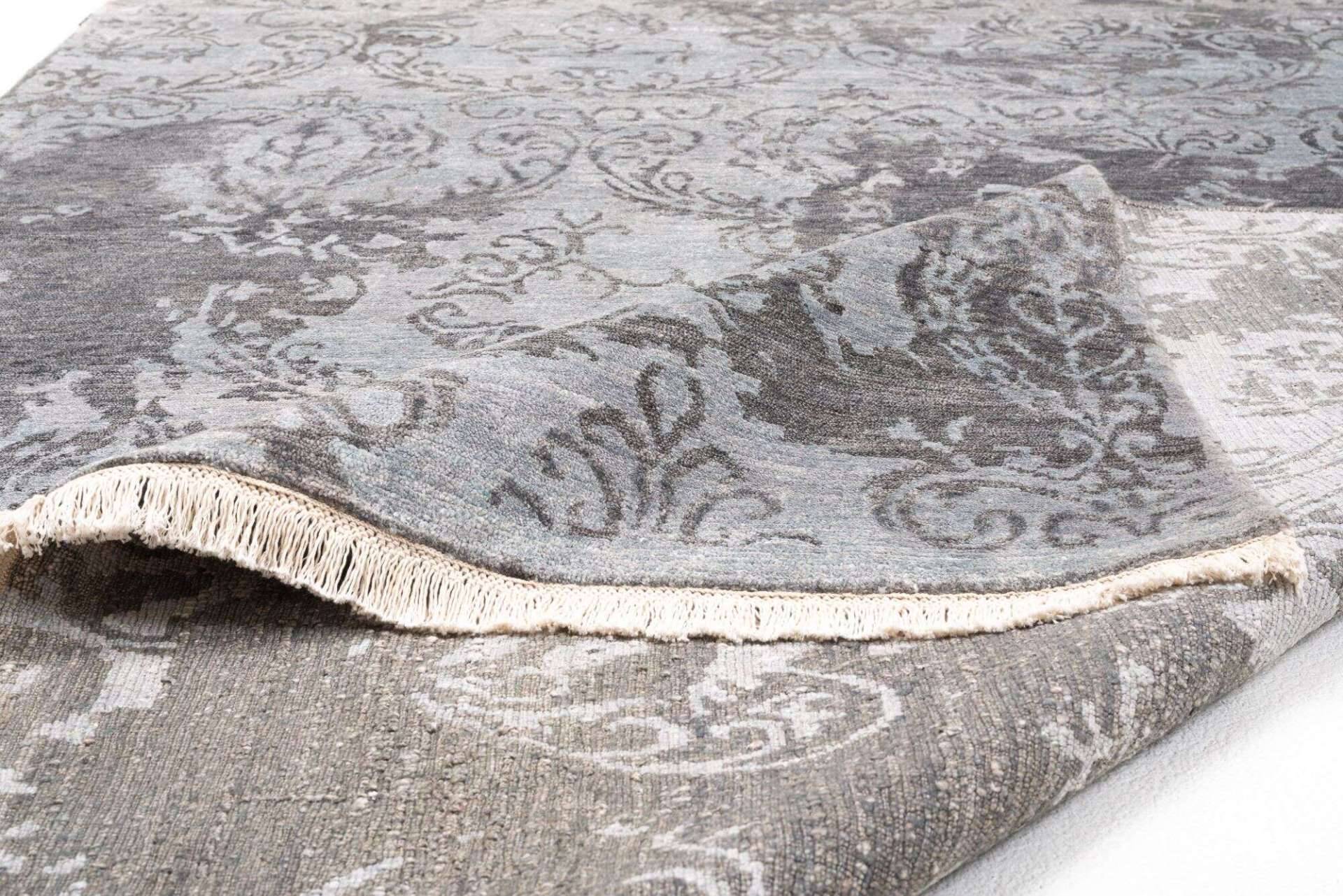 Design Teppich Queensland Handgeknüpft 170x240cm Viskose grau – Bild 4