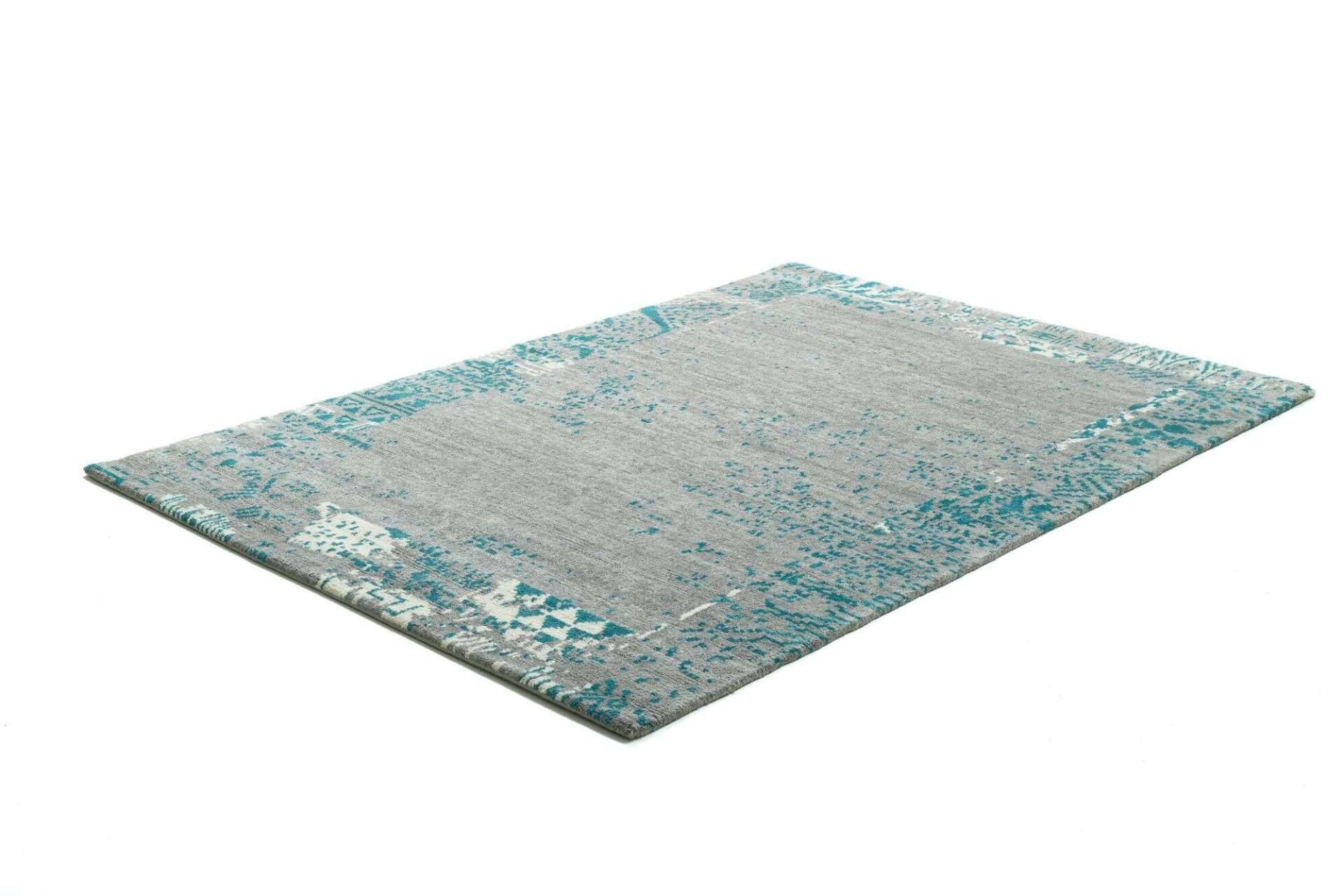 Sangri Teppich Nepal Design Wolle grau - blau Handgeknüpft 163x235 cm – Bild 2