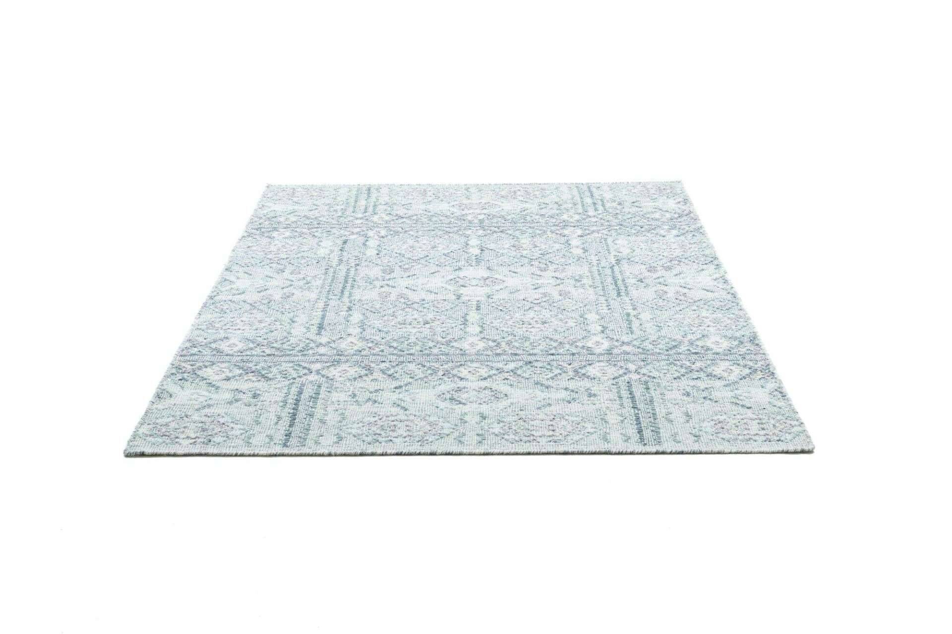 Handwebteppich Zilch Schurwolle Kelim Modern Blau Grün 160x230cm – Bild 5