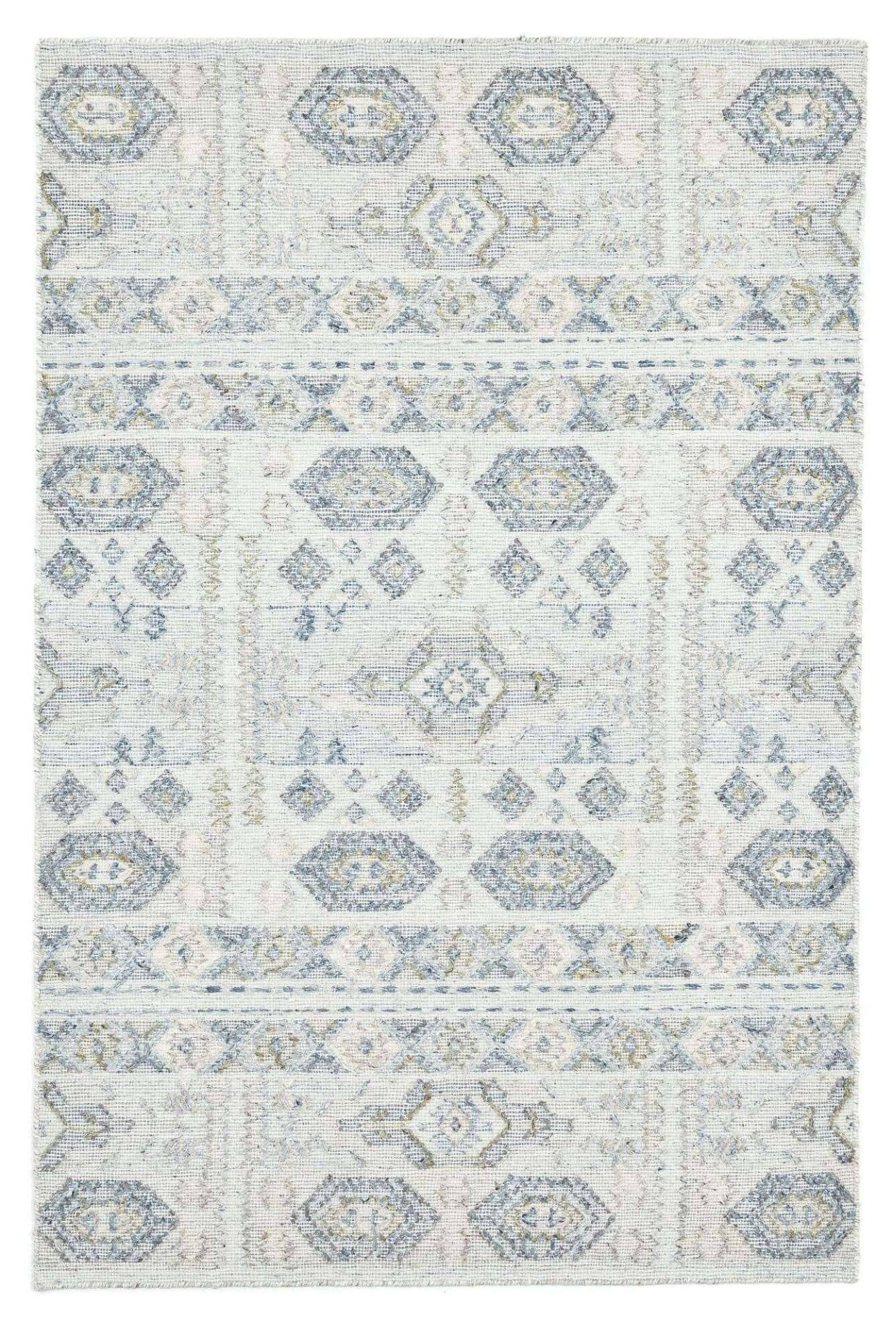 Handwebteppich Zilch Schurwolle Kelim Modern Blau Beige 160x230cm – Bild 1