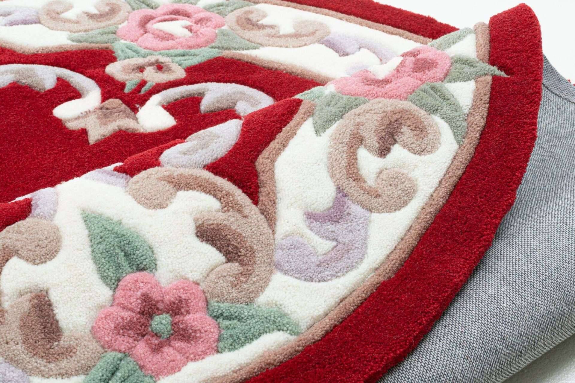 Ming Aubusson China Teppich rot oval Teppich mit Blumen – Bild 6