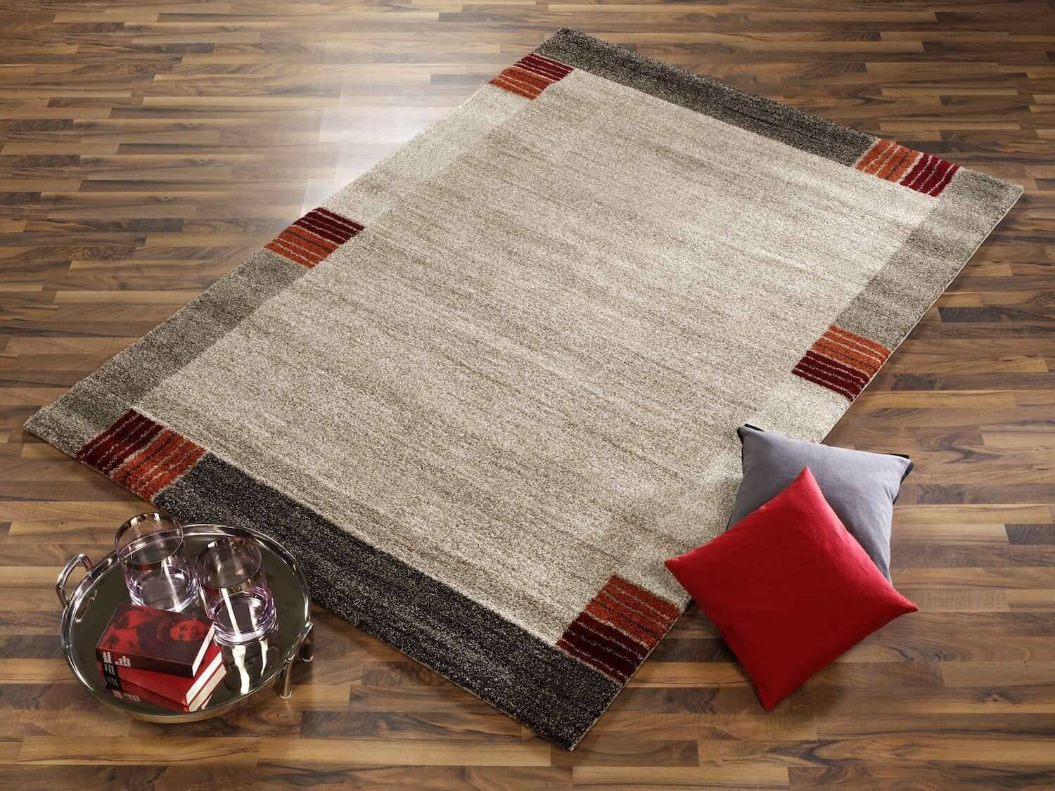 Teppich Castle Flora Teppich Modern mit Bordüre Hochflor Teppich – Bild 2