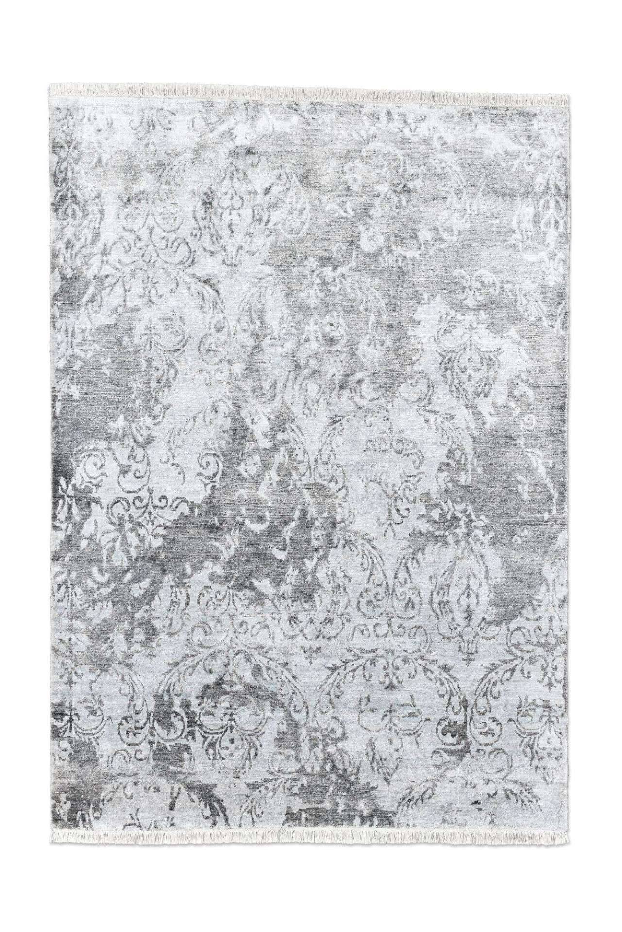 Design Teppich Queensland Handgeknüpft 170x240cm Viskose grau – Bild 1