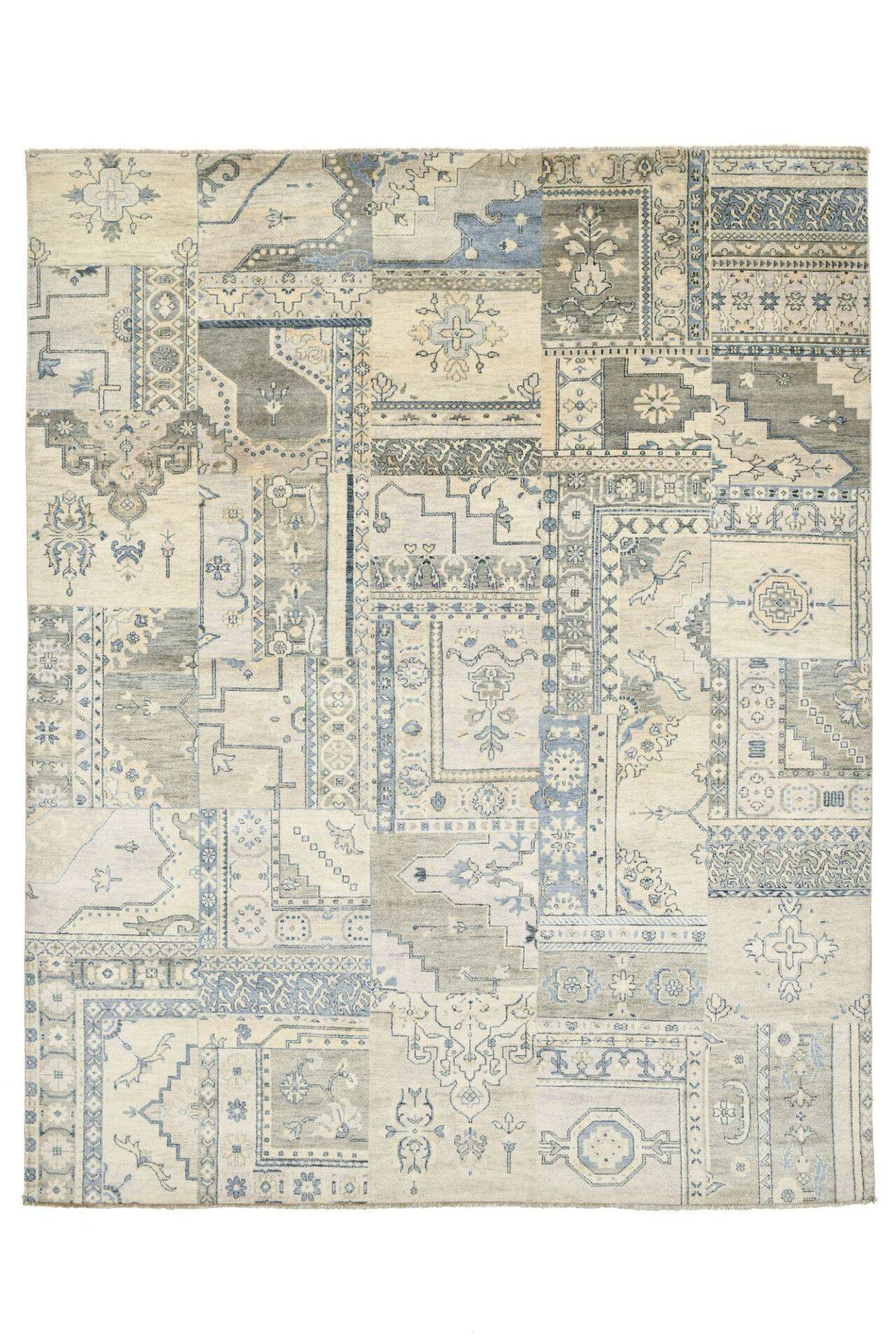 Patchwork Teppich PATCH Handgeknüpft grau 250x300cm    – Bild 1