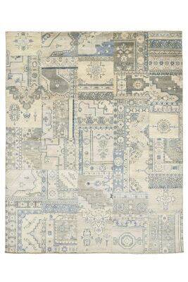 Patchwork Teppich PATCH Handgeknüpft grau 250x300cm   
