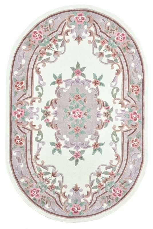 Ming Aubusson China Teppich beige oval Teppich mit Blumen