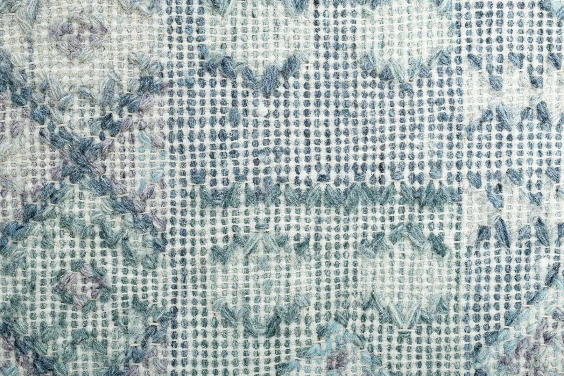 Handwebteppich Zilch Schurwolle Kelim Modern Blau Grün 160x230cm – Bild 4