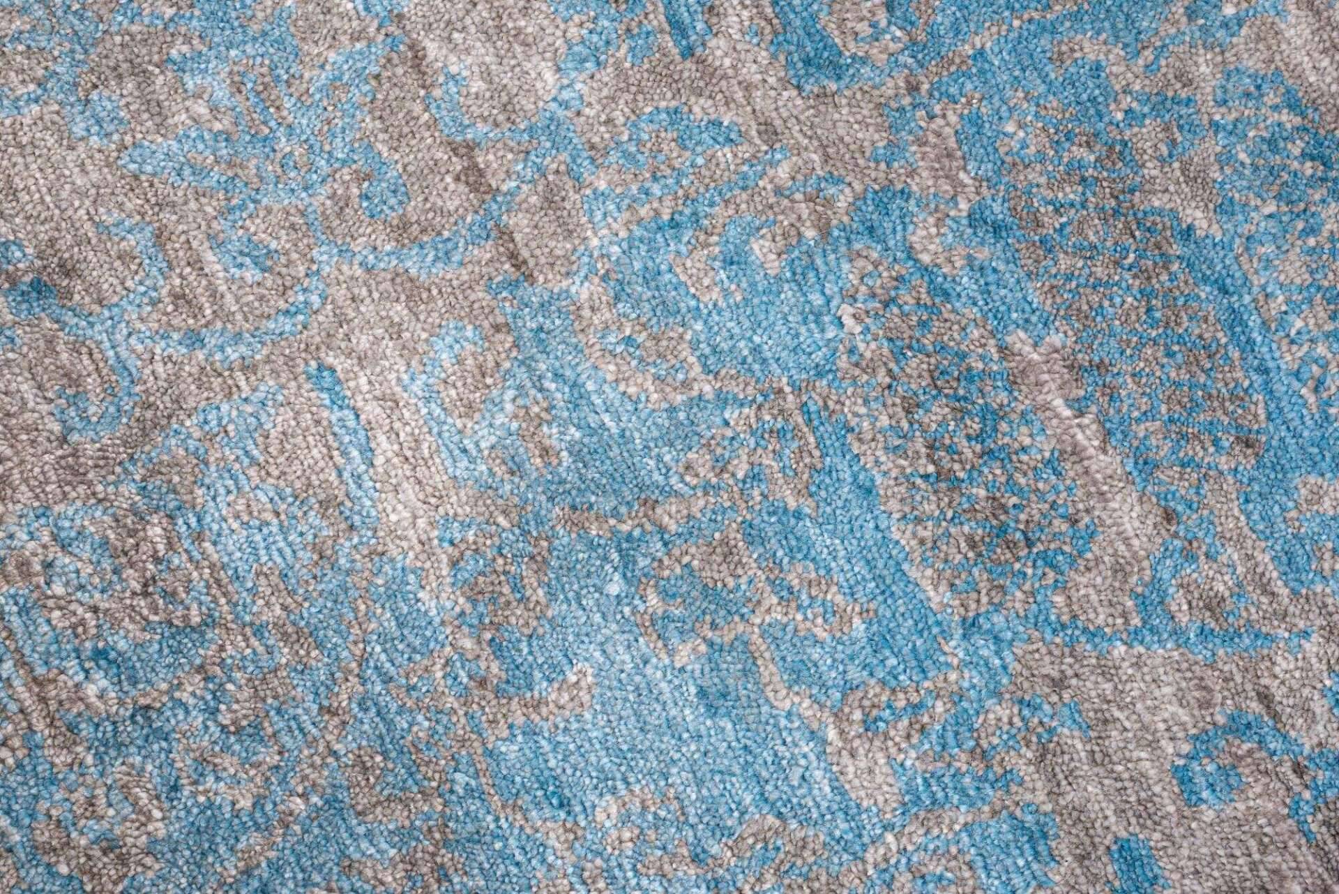 Design Teppich Queensland 160x230cm Handgeknüpft Viskose grau blau – Bild 4