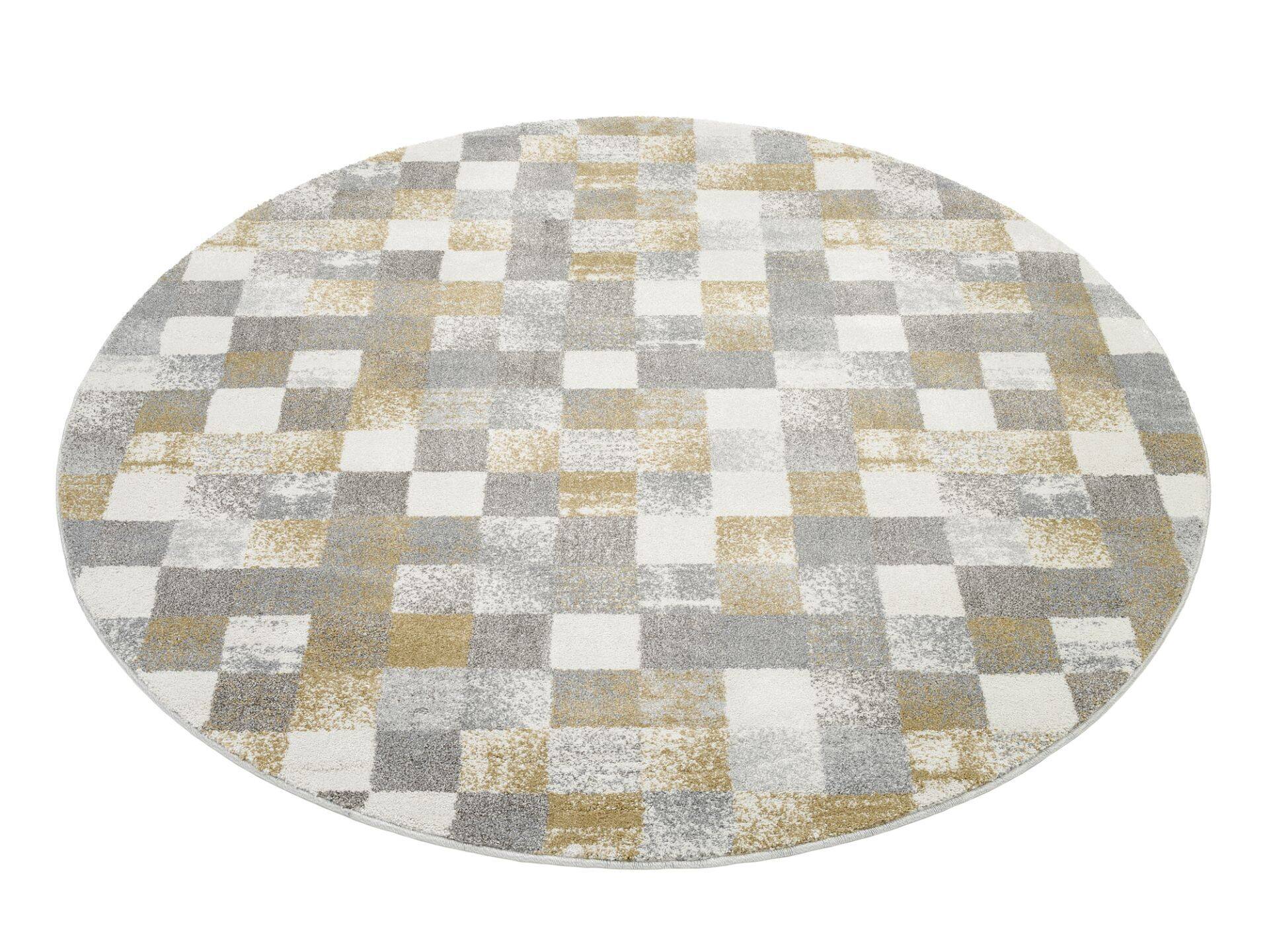 New Villa Squares Teppich Modern Hochflor Rund – Bild 4