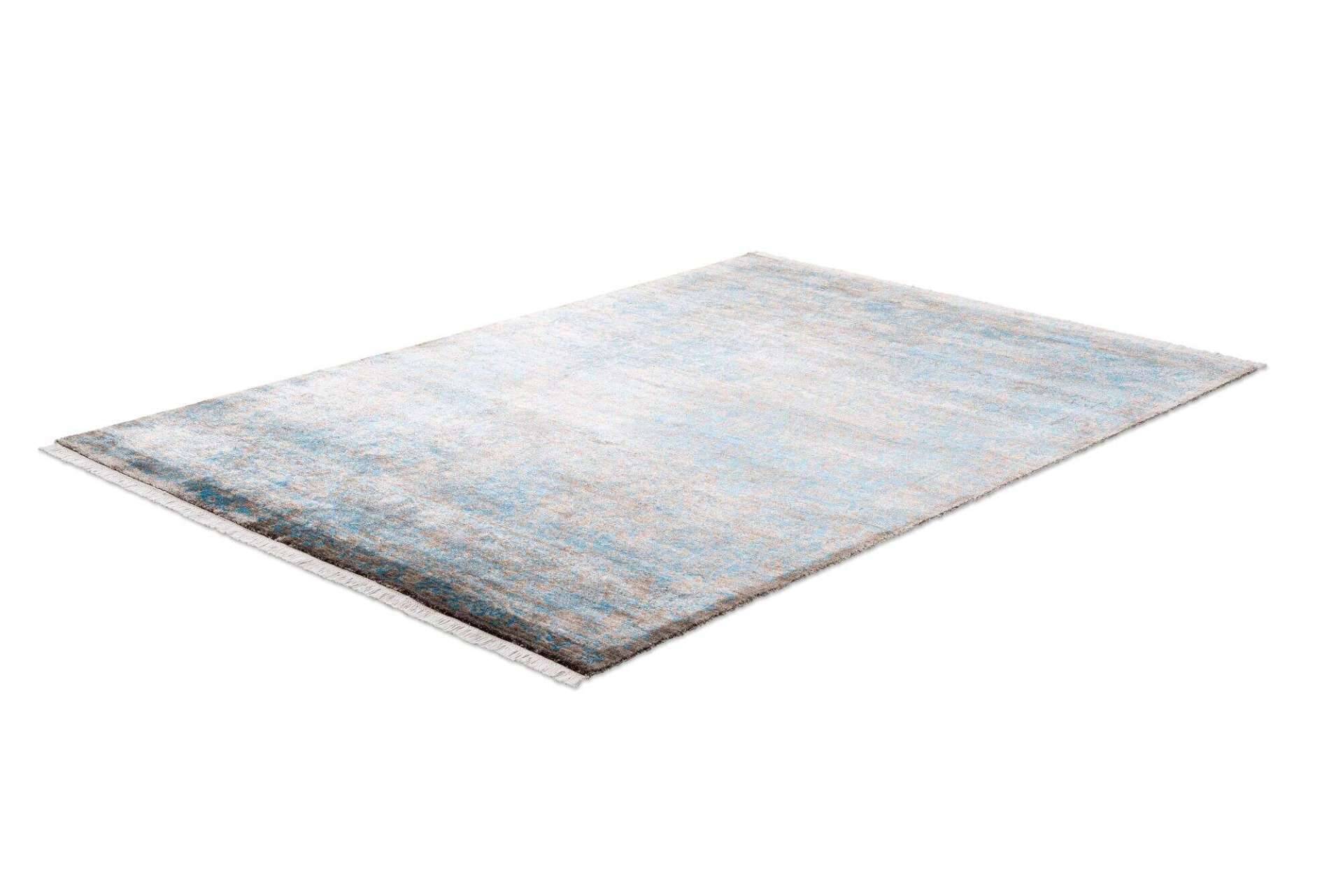 Design Teppich Queensland 160x230cm Handgeknüpft Viskose grau blau – Bild 2