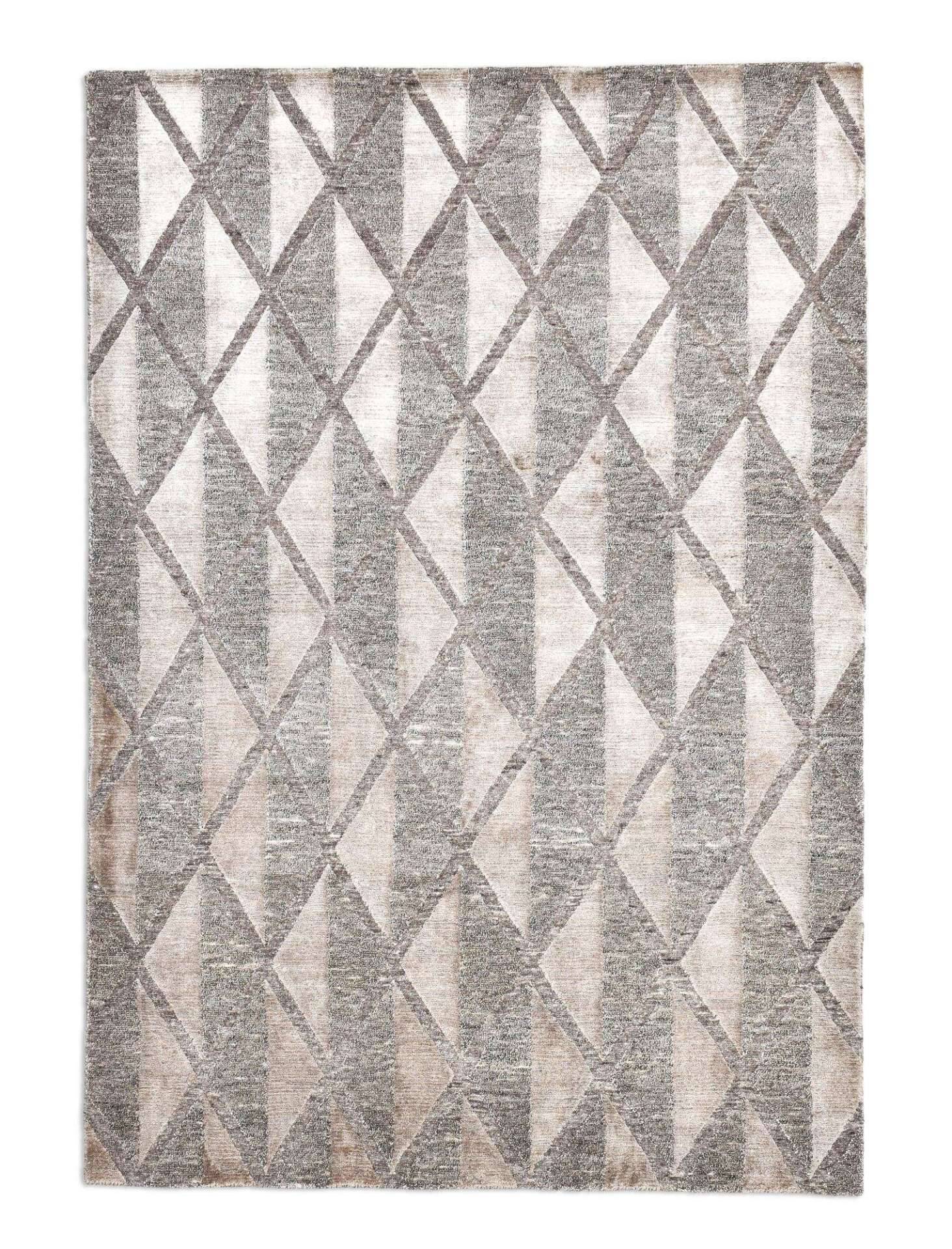 Victoria Moderner Teppich160x230cm Viskose und Wolle beige mit grau – Bild 1
