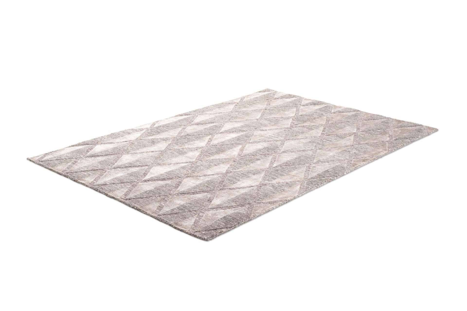 Victoria Moderner Teppich160x230cm Viskose und Wolle beige mit grau – Bild 4