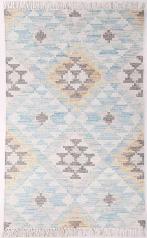 Kelim Teppich Modern Handgewebt Naturteppich Wolle