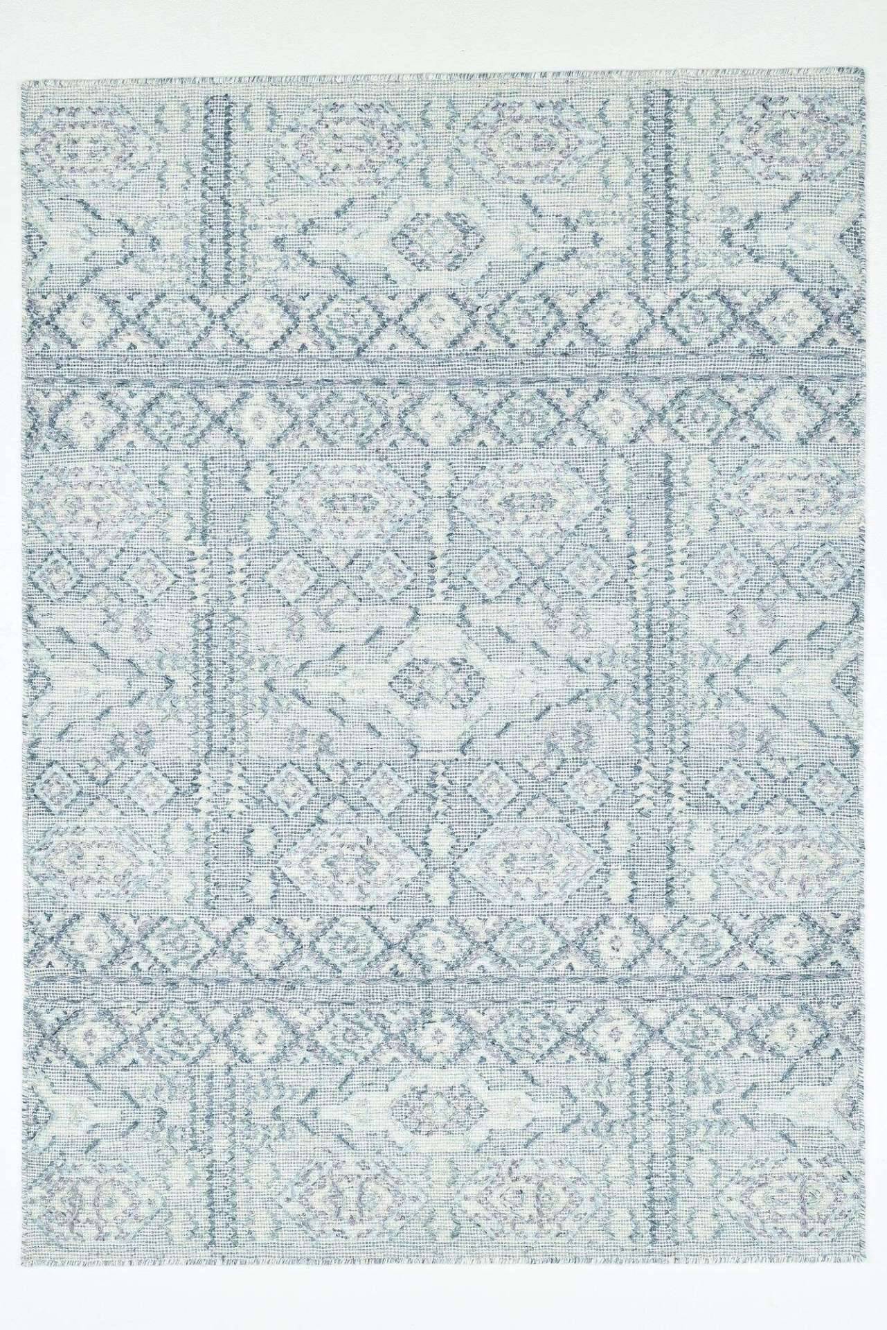 Handwebteppich Zilch Schurwolle Kelim Modern Blau Grün 160x230cm – Bild 1