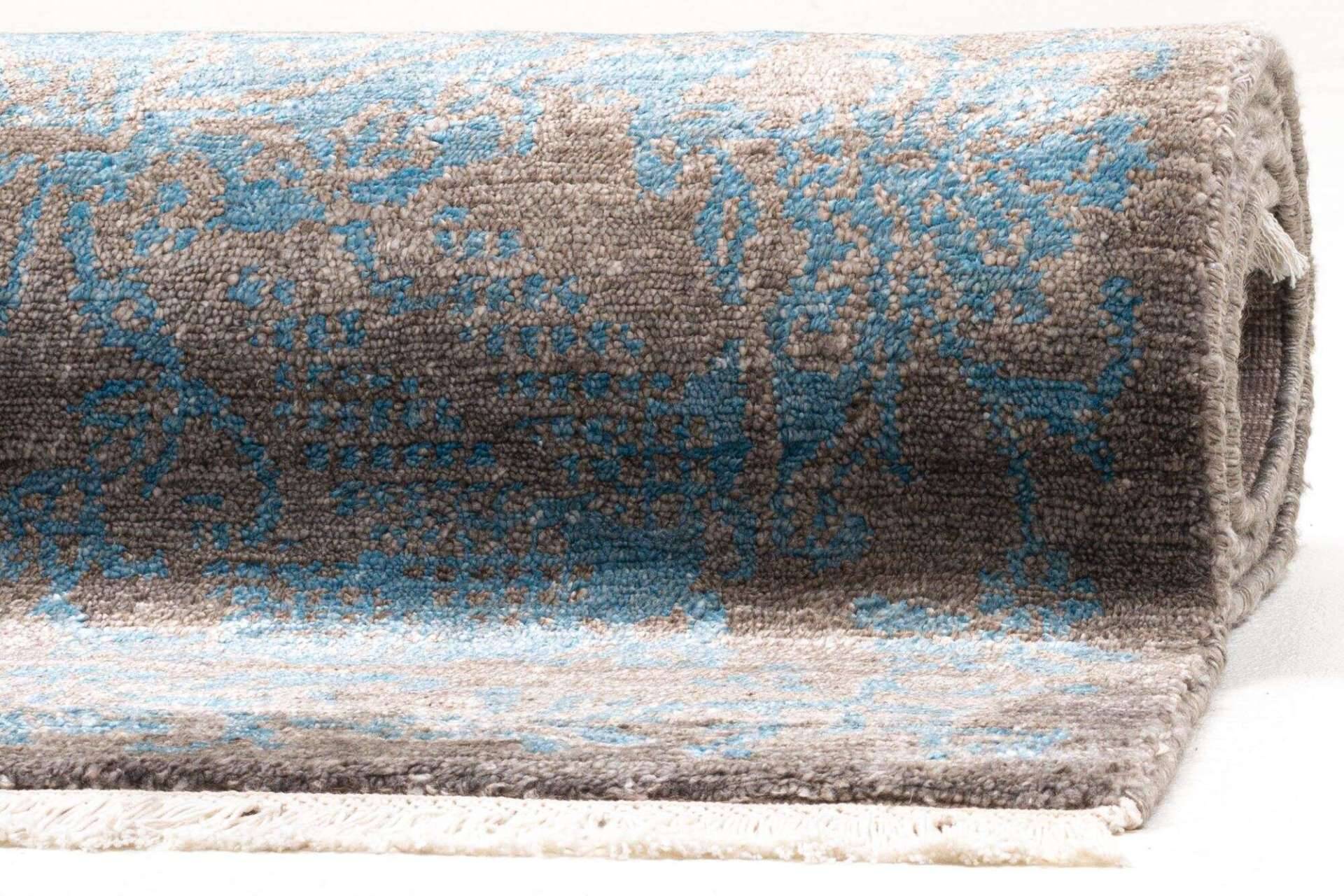 Design Teppich Queensland 160x230cm Handgeknüpft Viskose grau blau – Bild 3