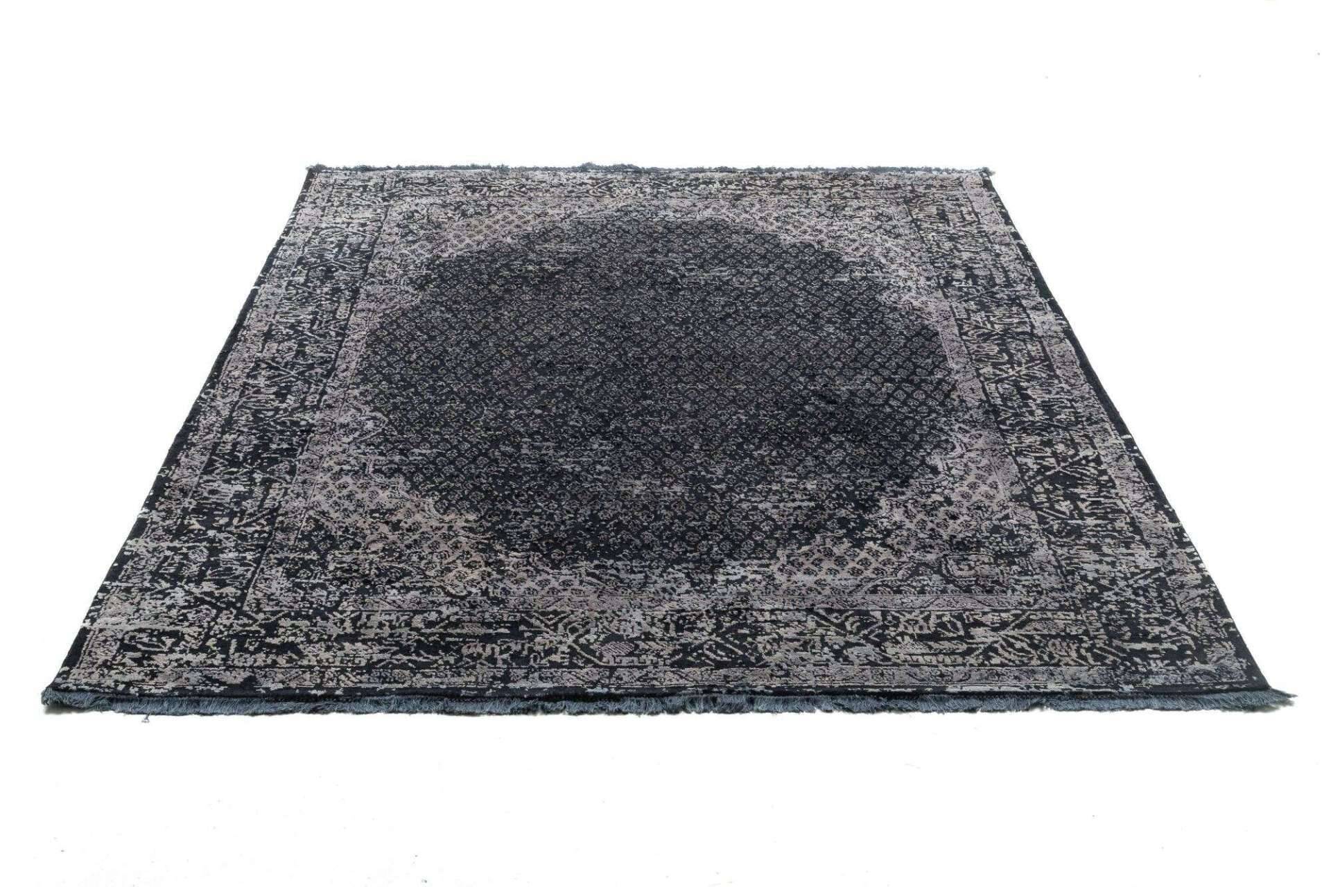 Yanbu Klassischer Vintage Teppich Vikose Handgeknüpft 171x242cm grau – Bild 4