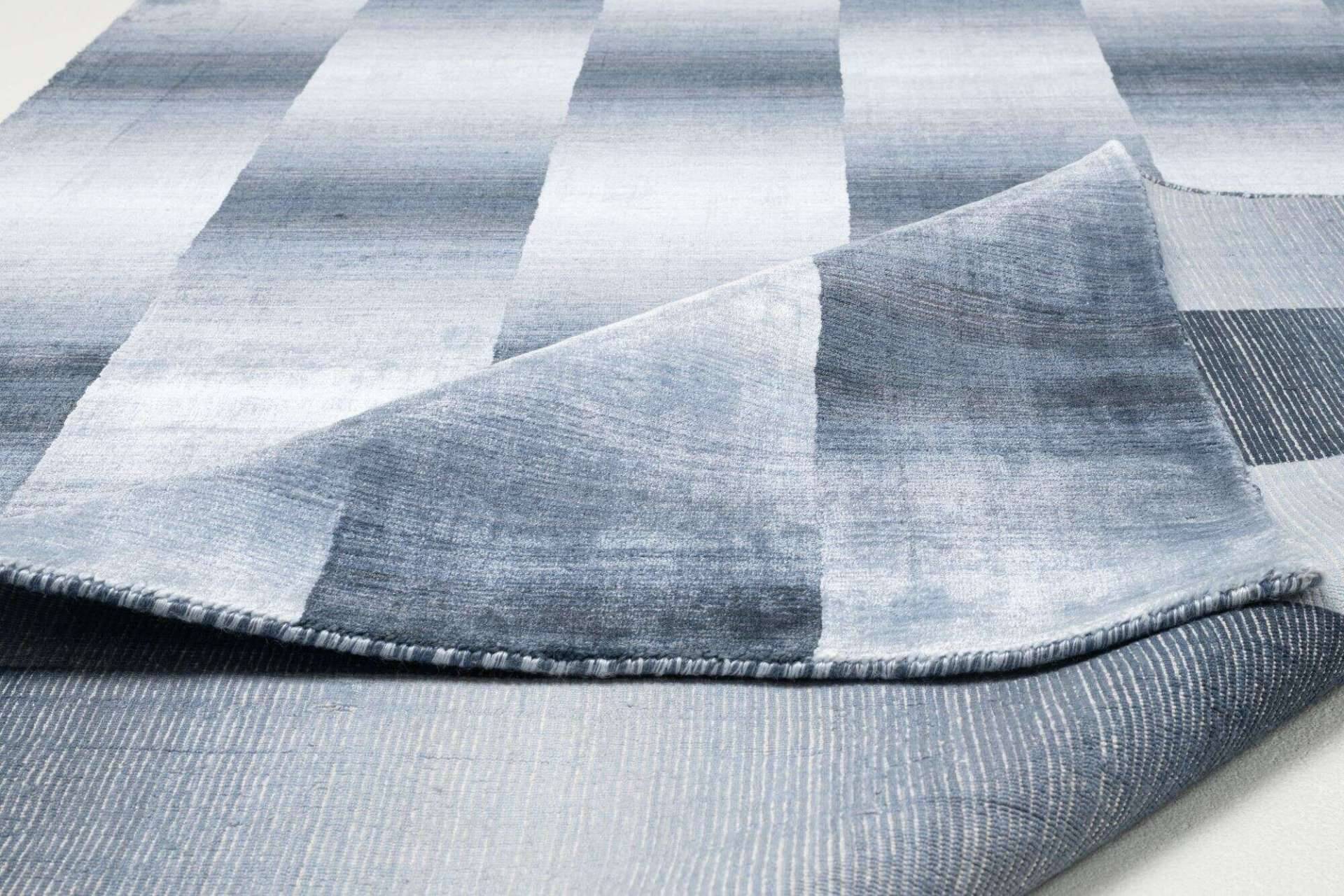 Teppich Modern 160x230cm Palmyra Handgearbeitet Viskose blau – Bild 4