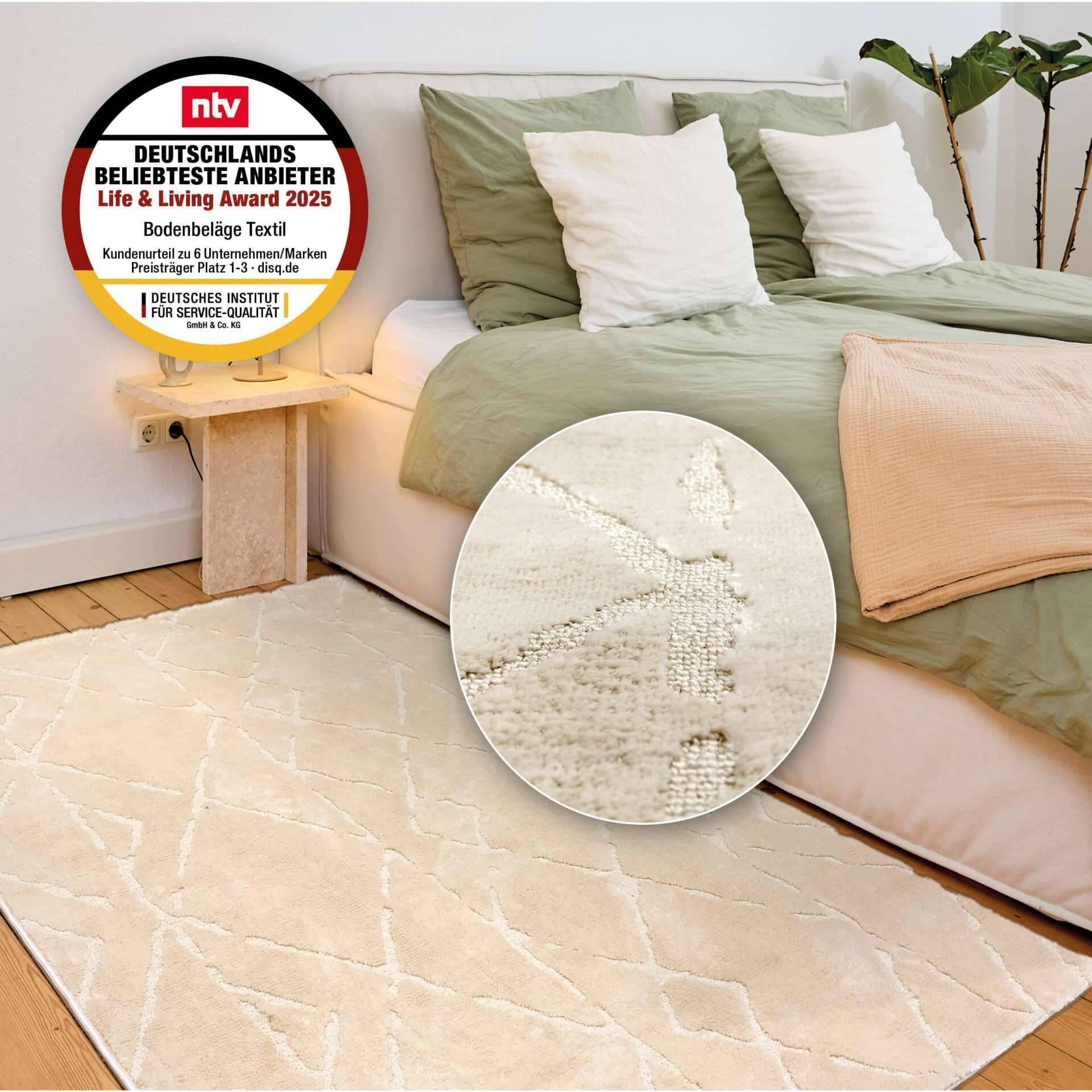 Wohnteppich Lou D.252 C.006 Rauten creme – Bild 4