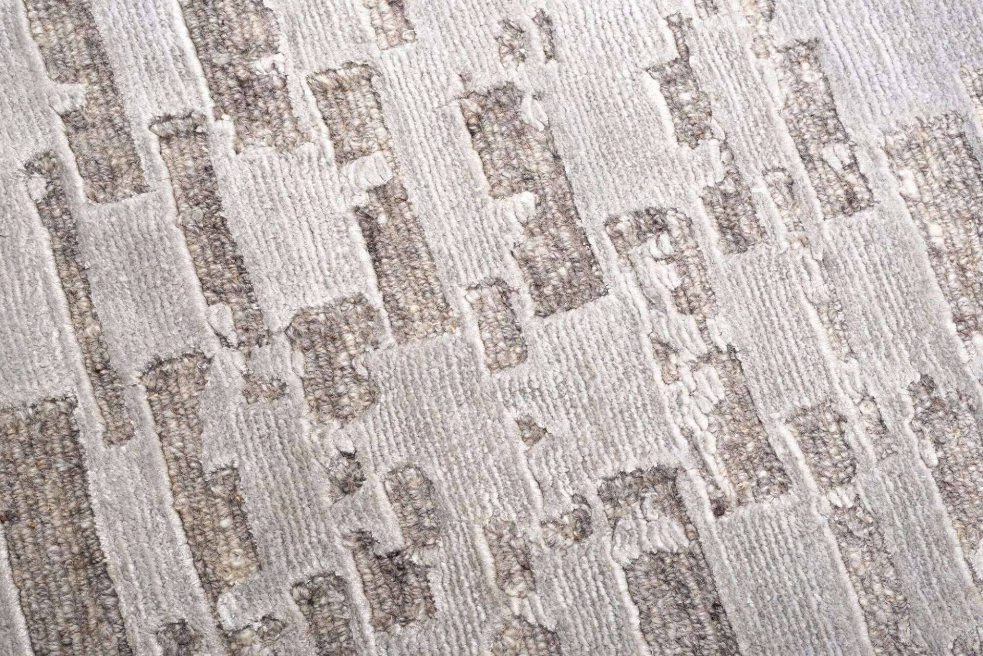 Victoria Moderner Teppich 160x230cm Viskose Wolle beige mit grau – Bild 6