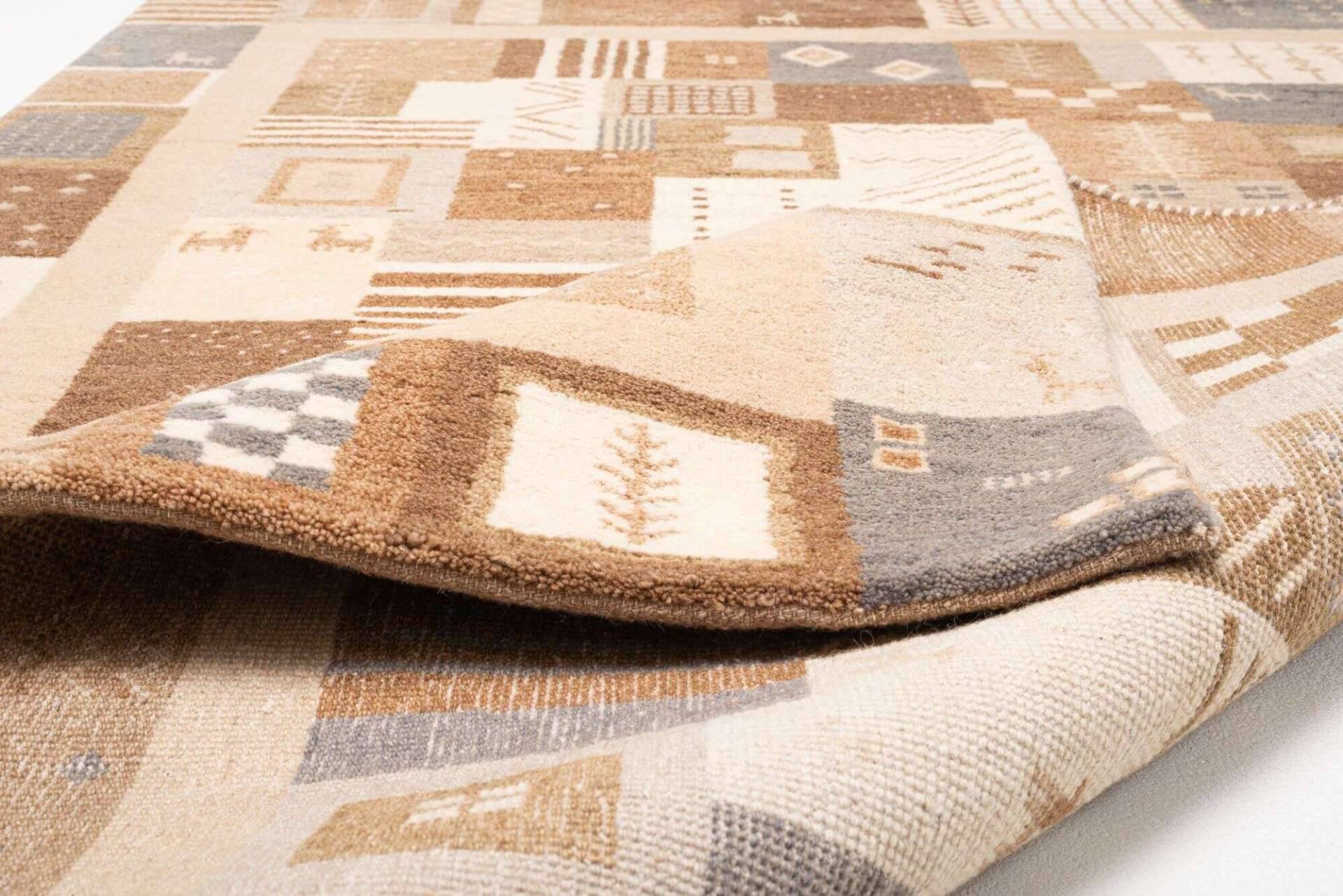 Gabbeh Teppich Nomaden 160x230cm Handgeknüpft Schurwolle beige – Bild 5