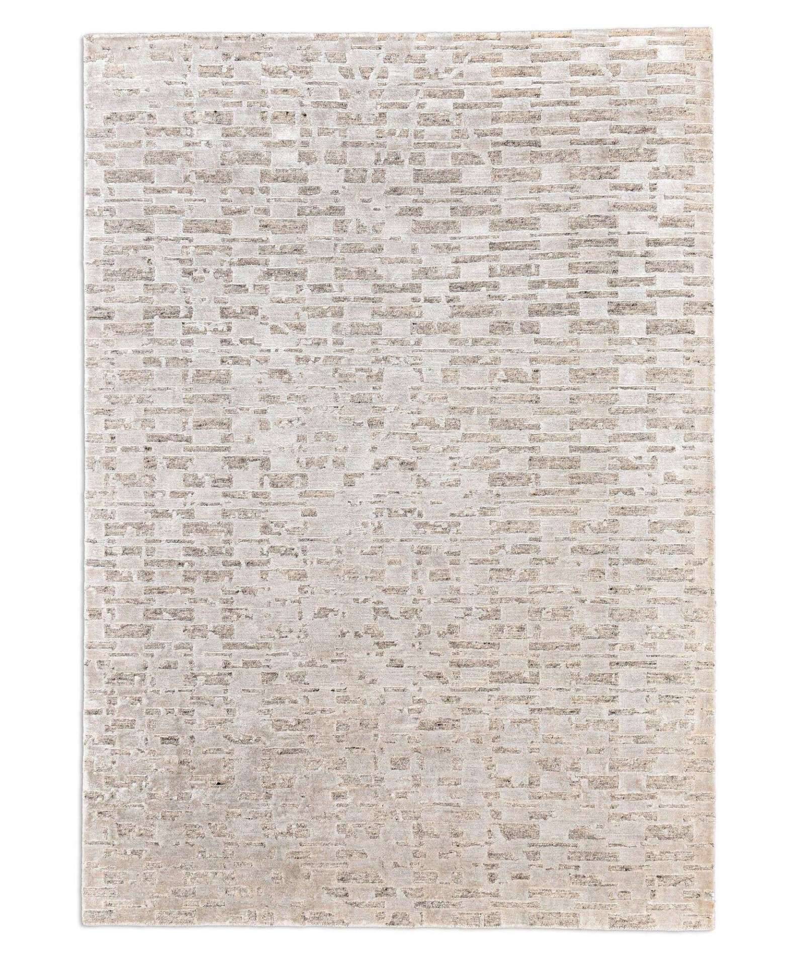Victoria Moderner Teppich 160x230cm Viskose Wolle beige mit grau – Bild 1