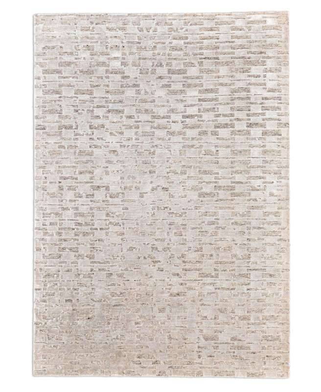 Victoria Moderner Teppich 160x230cm Viskose Wolle beige mit grau