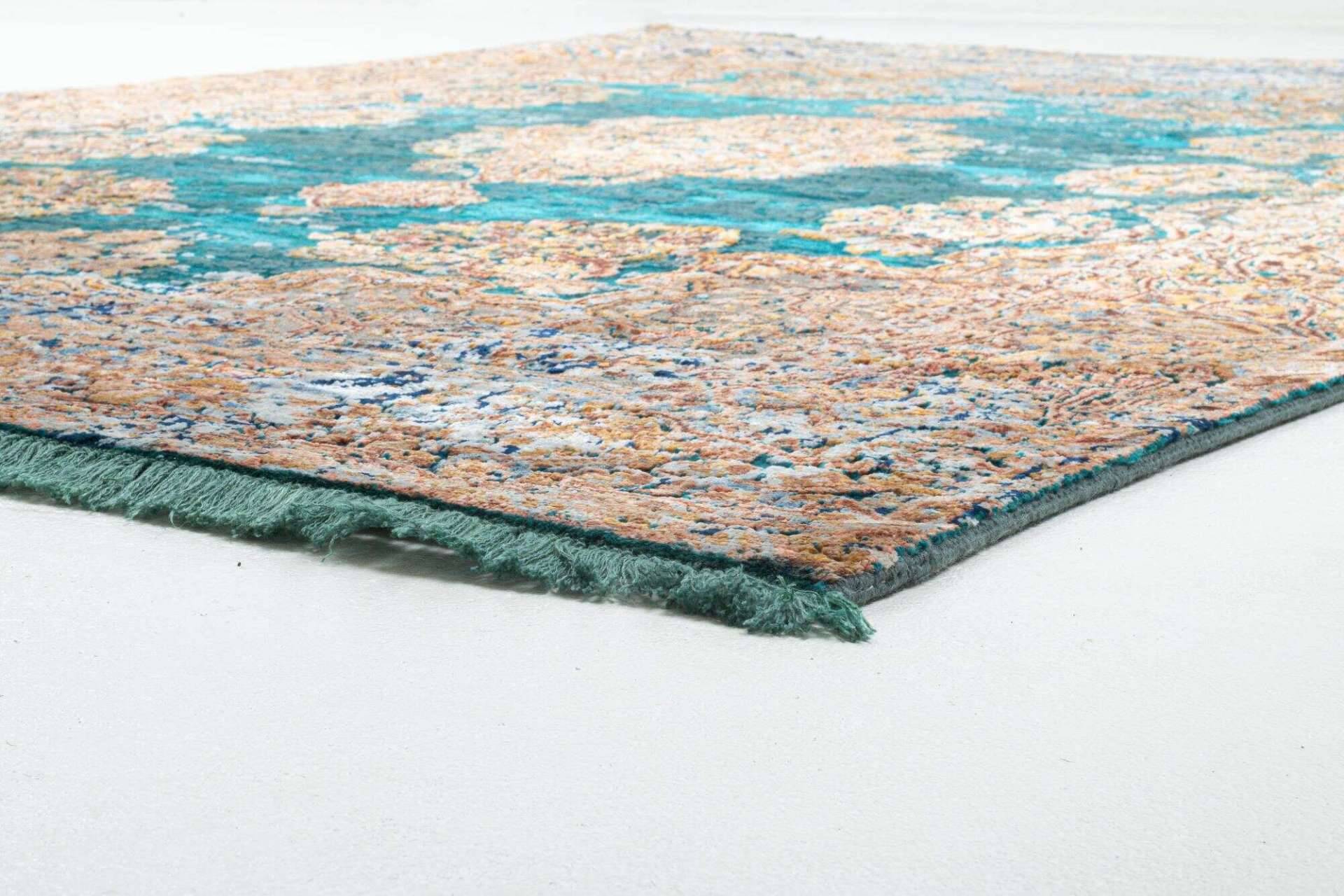 Design Teppich Sadra Handgeknüpft türkis bunt Medaillon 175x246 cm – Bild 7