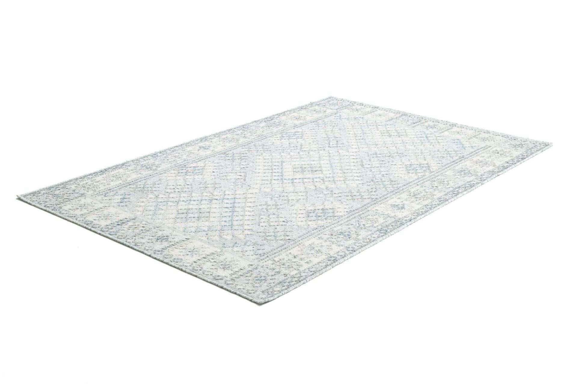 Handwebteppich Zilch Schurwolle Kelim Modern Blau Grau 160x230cm – Bild 3