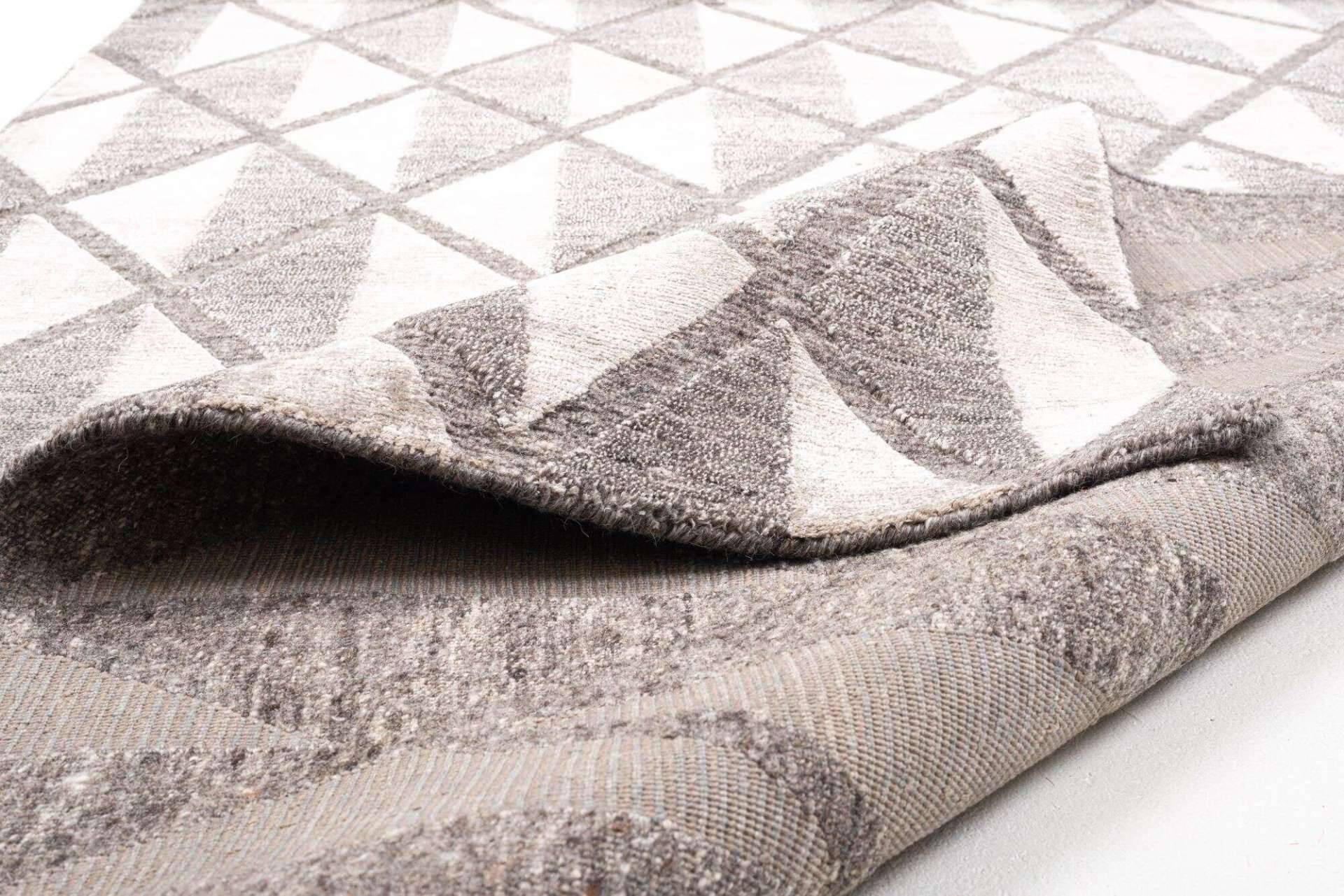 Victoria Moderner Teppich160x230cm Viskose und Wolle beige mit grau – Bild 6