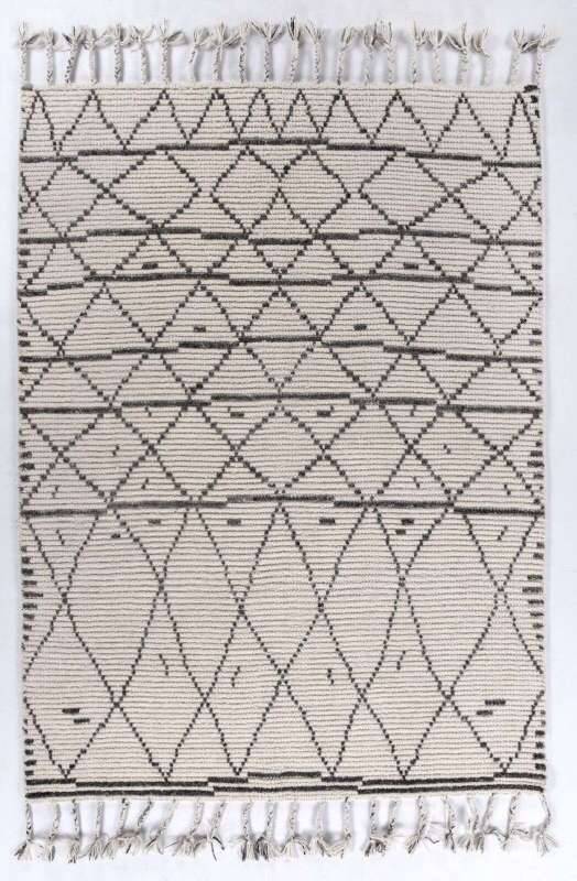 Handgewebter Kelim Teppich Nomad beige Naturteppich aus Wolle