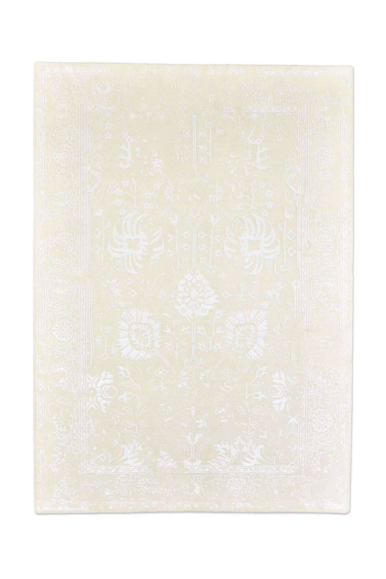 Vintage Teppich Zeeland Modern Handgeknüpft Wolle Viskose beige 160x230 cm – Bild 1
