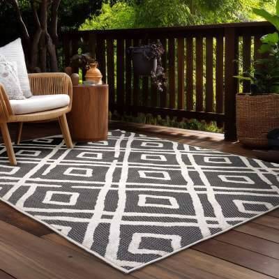 In- und Outdoor Teppich Serina D.252 C.004 Ethno grau/weiß