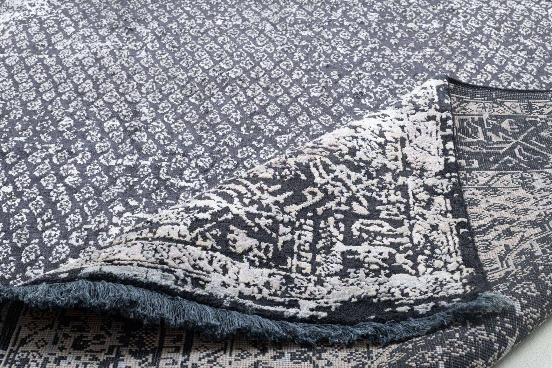 Yanbu Klassischer Vintage Teppich Vikose Handgeknüpft 171x242cm grau – Bild 3