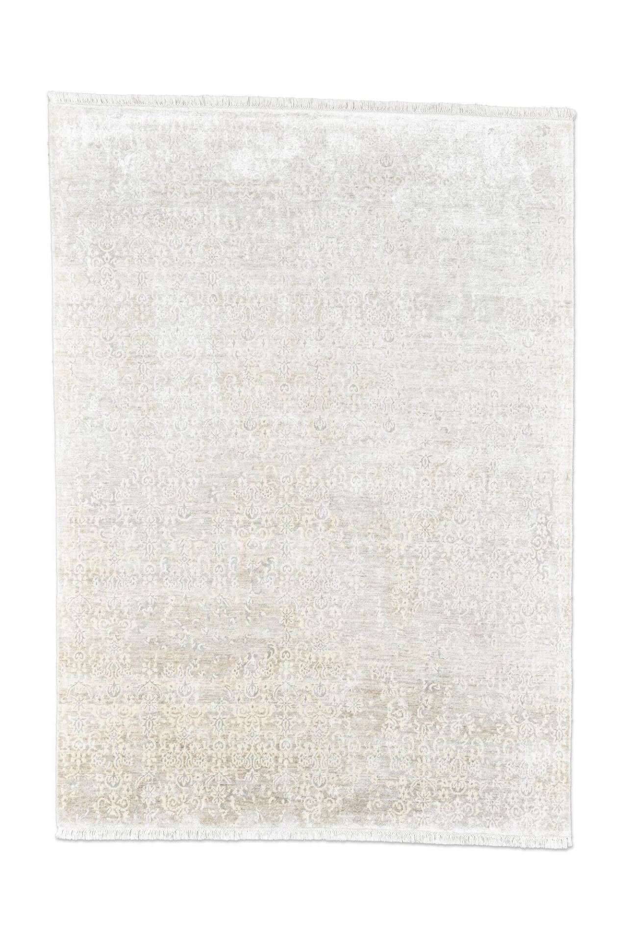 Design Teppich Queensland 170x240cm Handgeknüpft Viskose beige – Bild 1