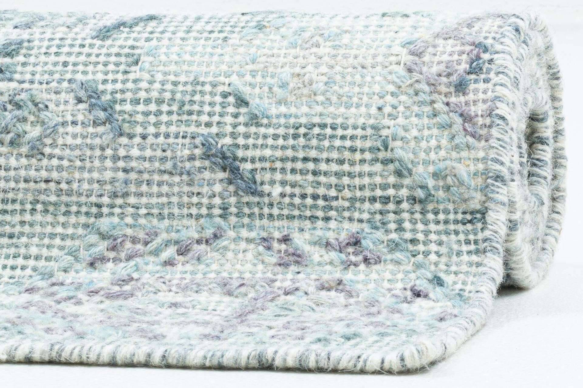 Handwebteppich Zilch Schurwolle Kelim Modern Blau Grün 160x230cm – Bild 3