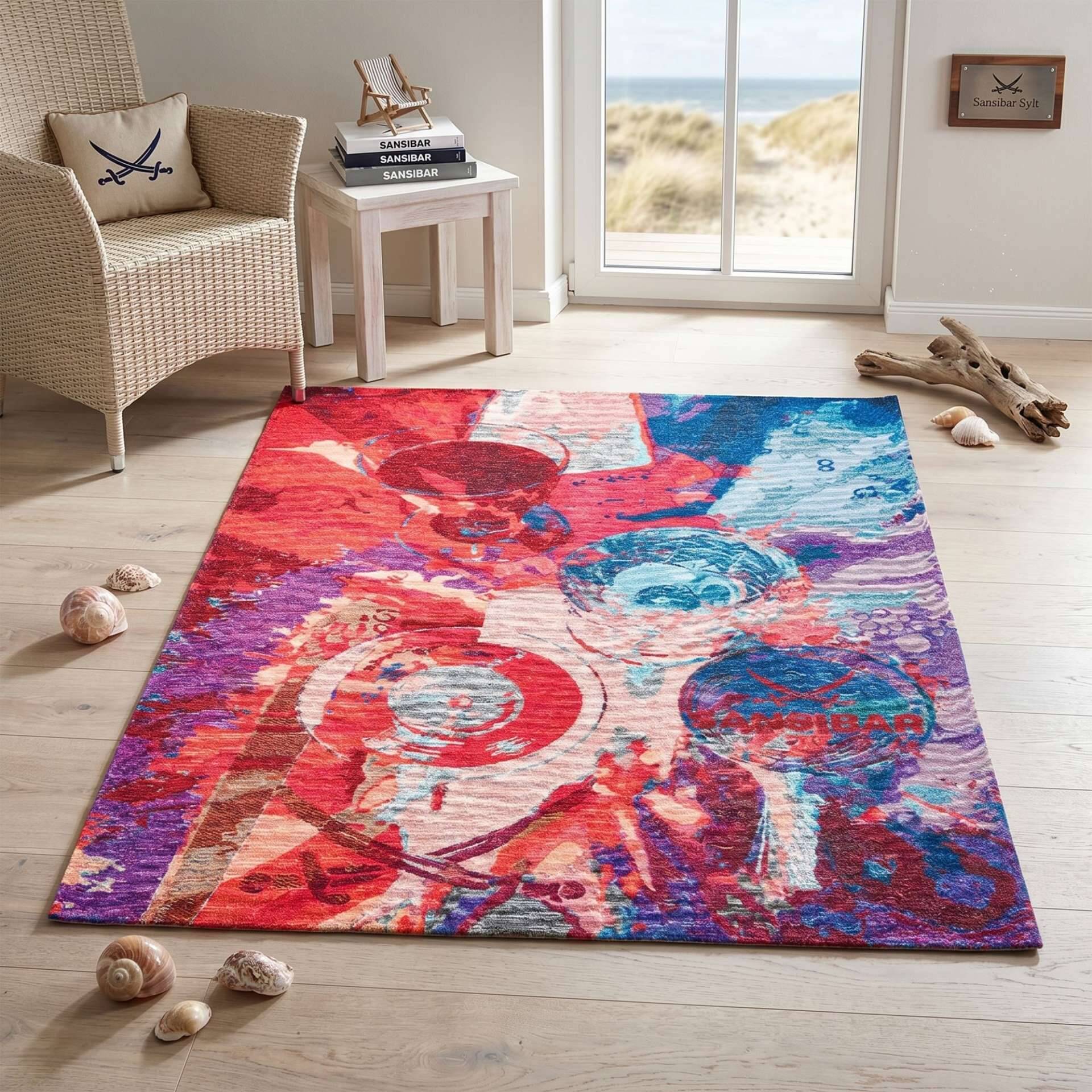 Sansibar Flachgewebe Design Teppich Keitum Rund – Bild 2