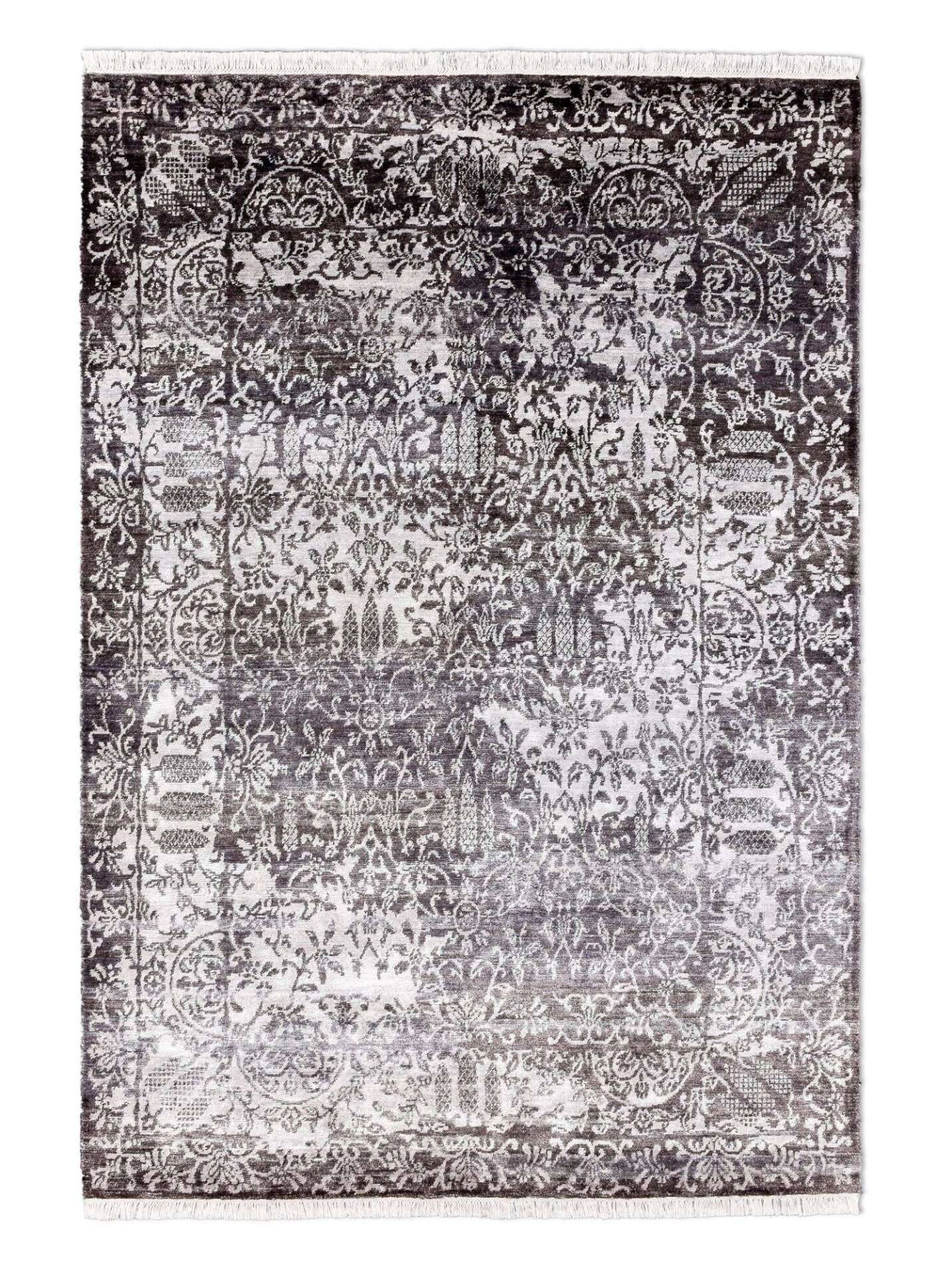 Vintage Teppich Queensland 160x230cm Handgeknüpft Viskose grau – Bild 1