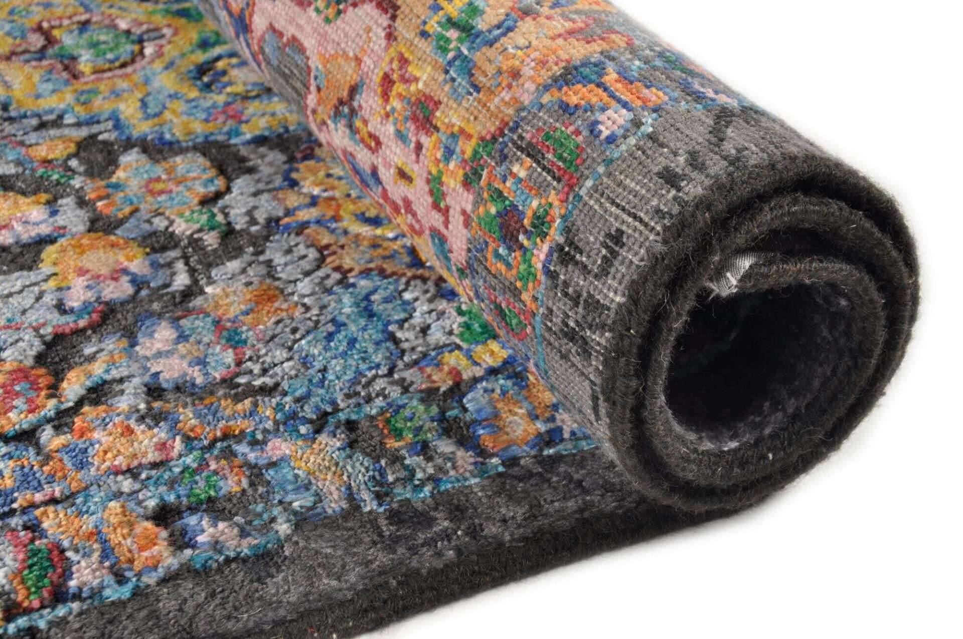 Design Teppich Sadra Handgeknüpft schwarz- bunt 163x237 cm – Bild 3