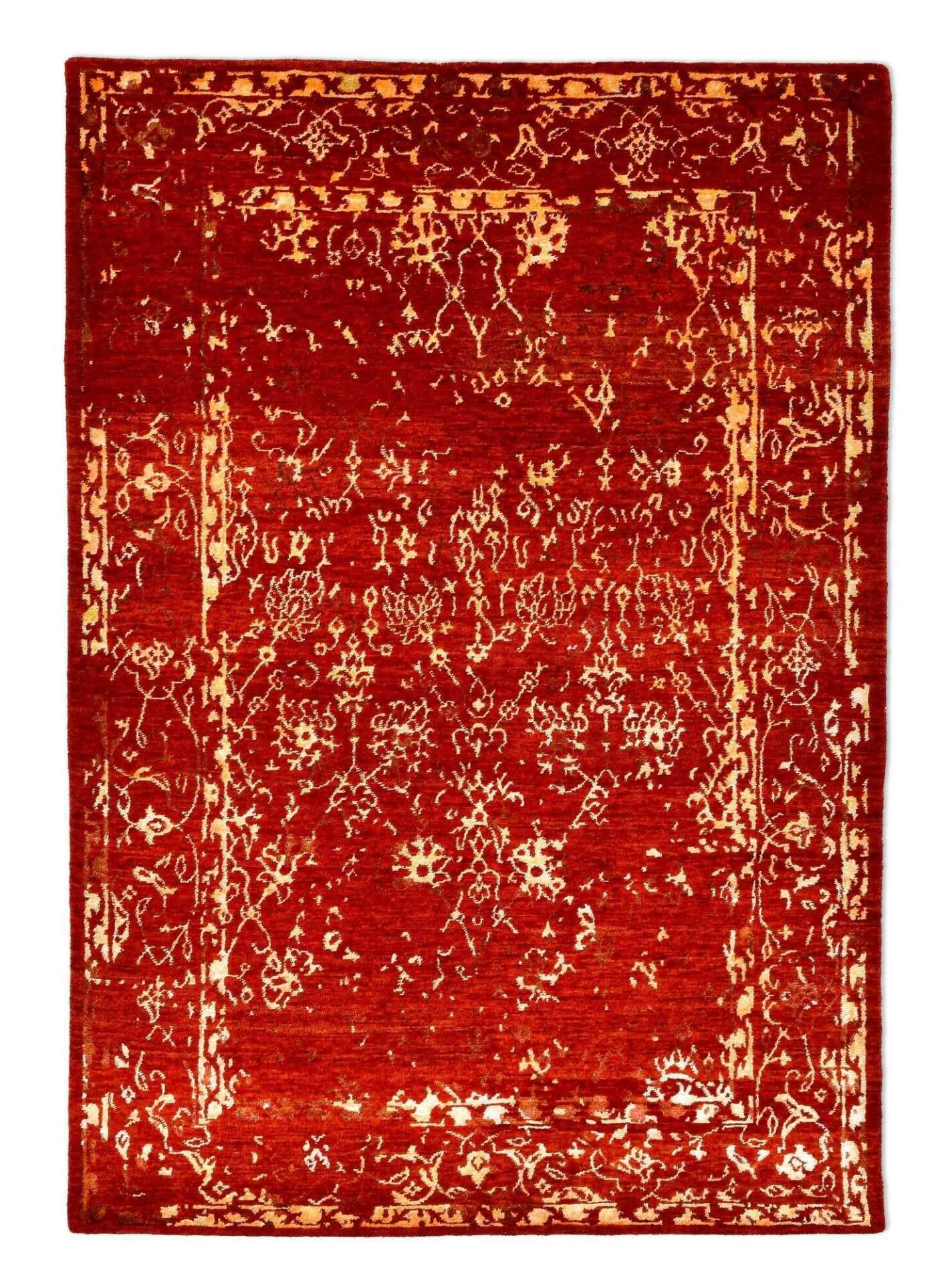 Vintage Teppich Queenscity 160x230cm Handgeknüpft Wolle Viskose rot – Bild 1