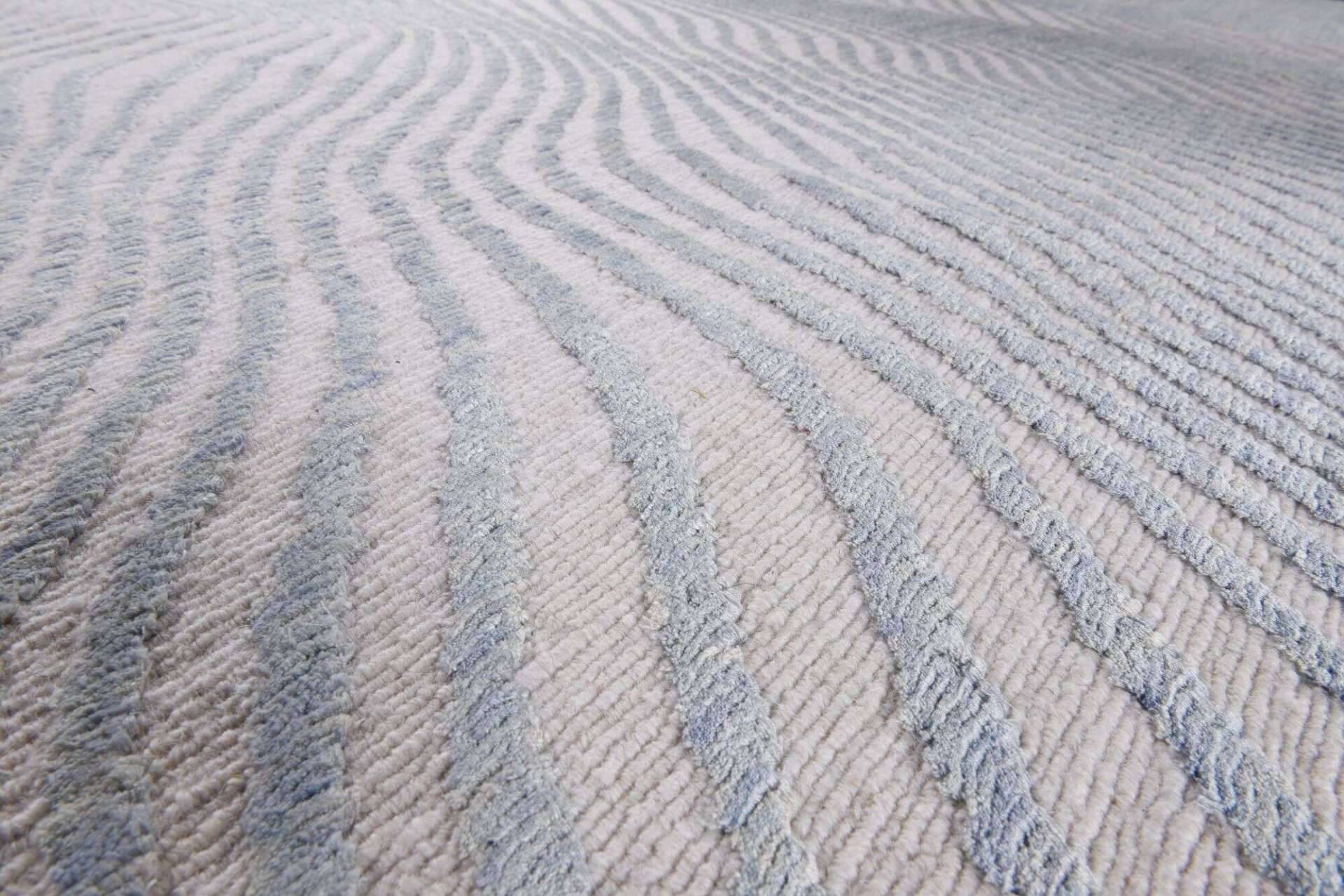 Nepal Teppich Nubu Silk 60 Design Seide Wolle 244x305cm blau - grau – Bild 5